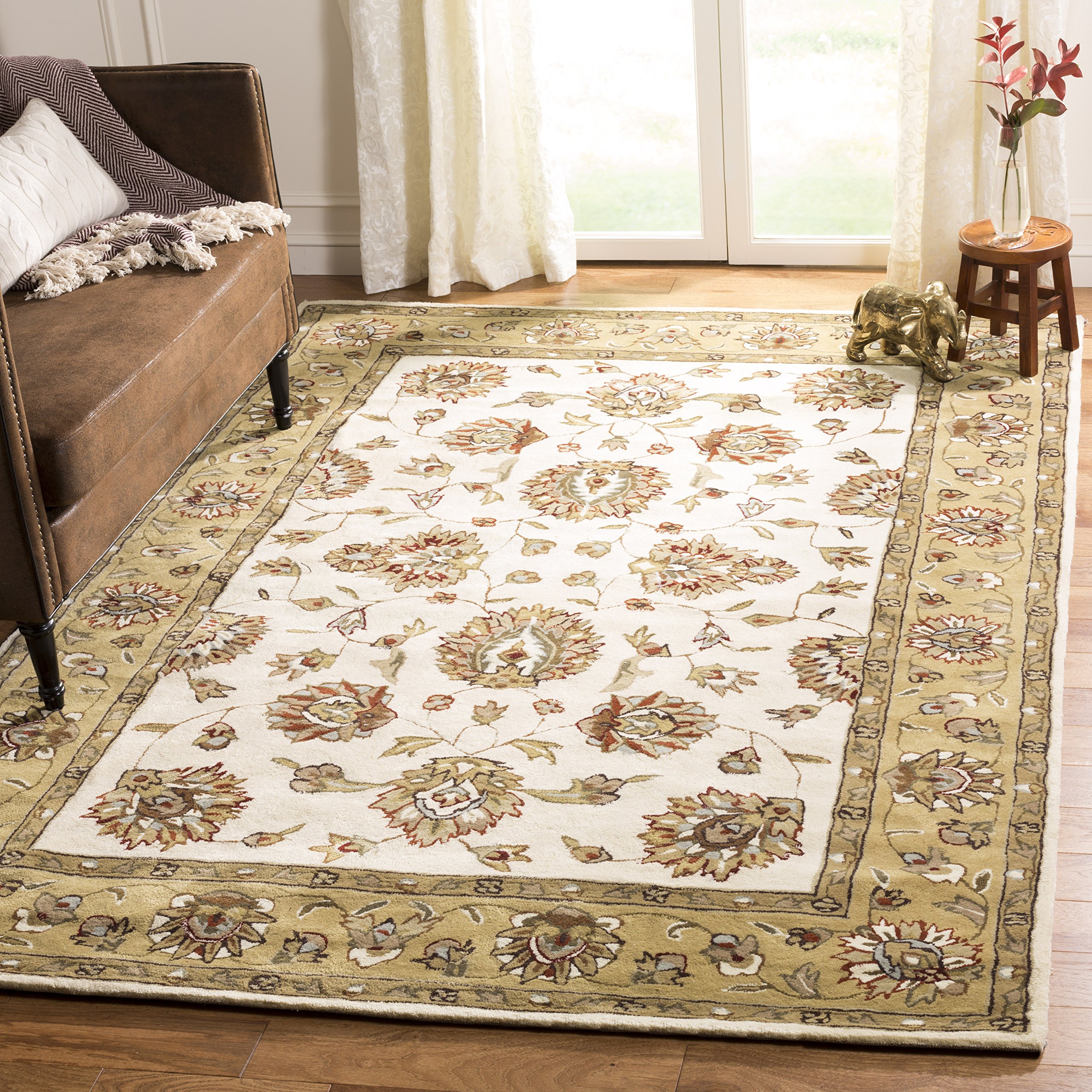 SAFAVIEH Total Performance Collection Accent Rug - 5' x 8', Ivory & Beige, Hand-Hooked Oriental, Non-Shedding & Easy Care, Ideal for High Traffic Areas in Entryway, Living Room, Bedroom (TLP416A)