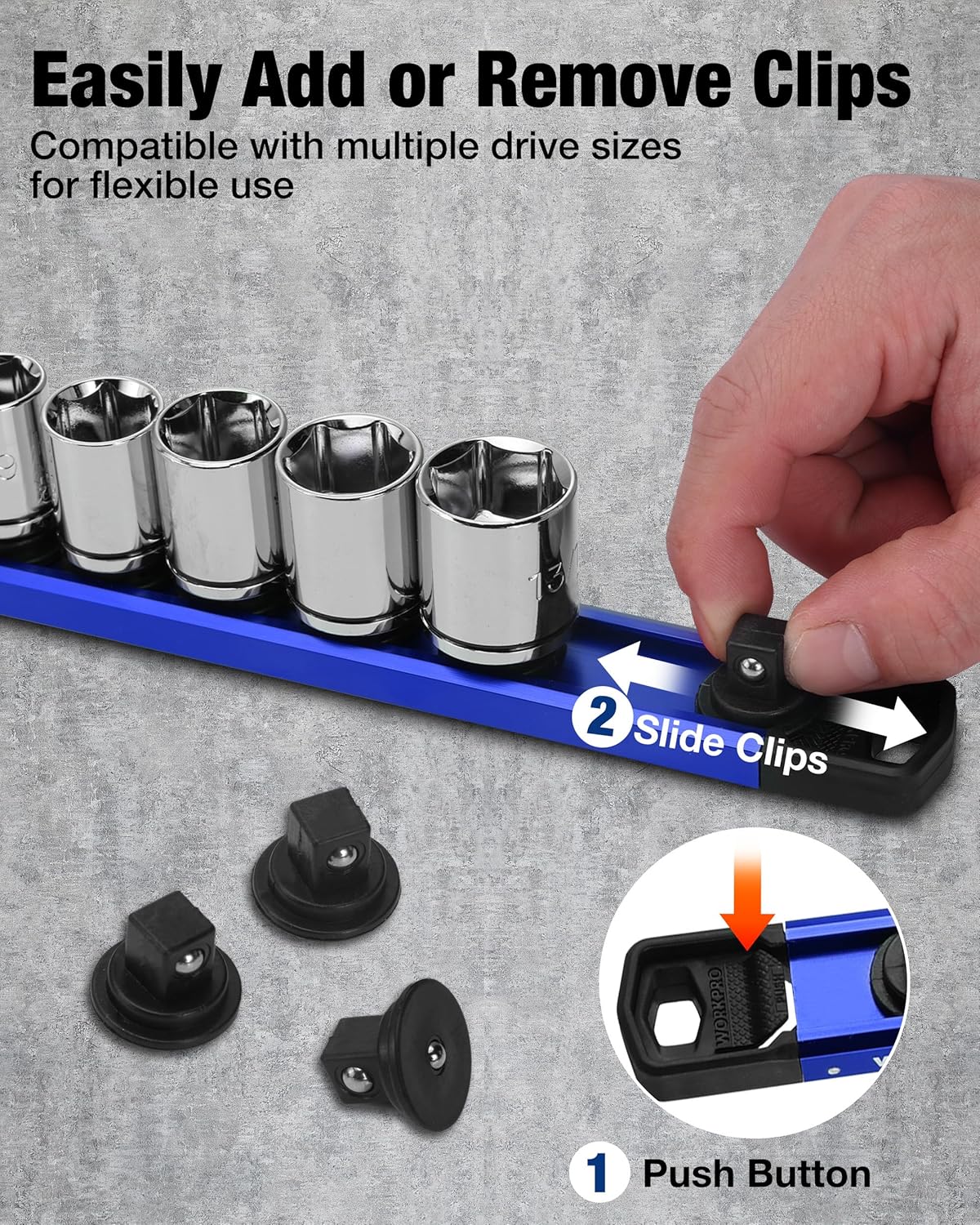 WORKPRO 16-inch Wide Mouth Tool Bag & 3/8" Drive Socket Rail