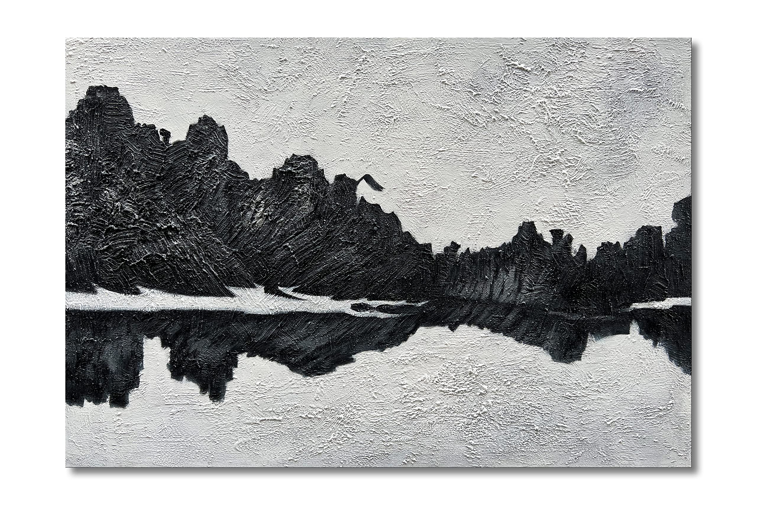 NANKAI 100% Hand-Painted Minimalist Black and White Abstract Painting Modern Wall Decoration Art 30x45 Large Modern Abstract Oil Painting Art Wall Decoration