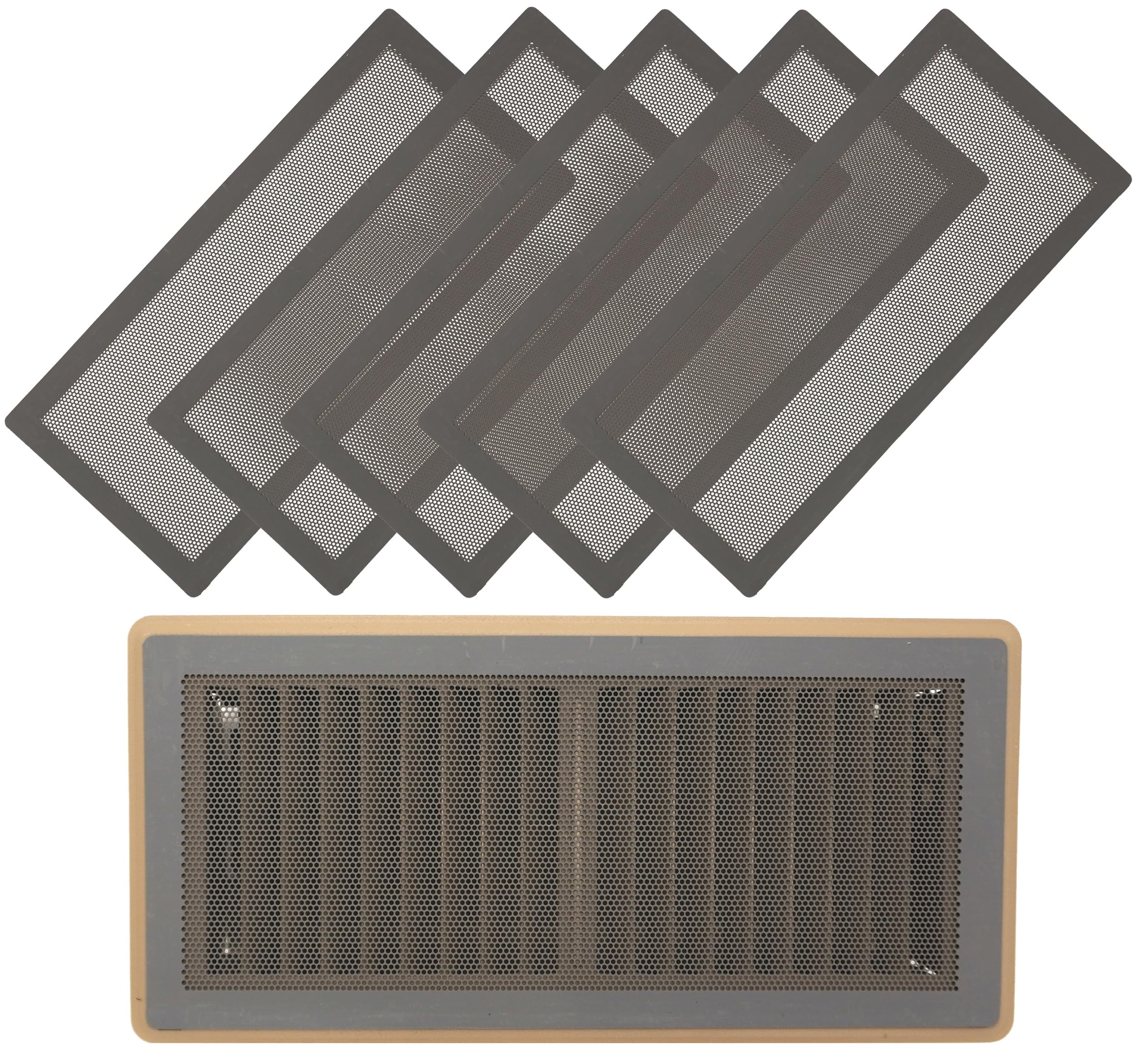 MODERN WAVE - Extra Strong Magnetic Air Vent Screen Cover for Floor 5-Pack (5'' x 11'', Grey)