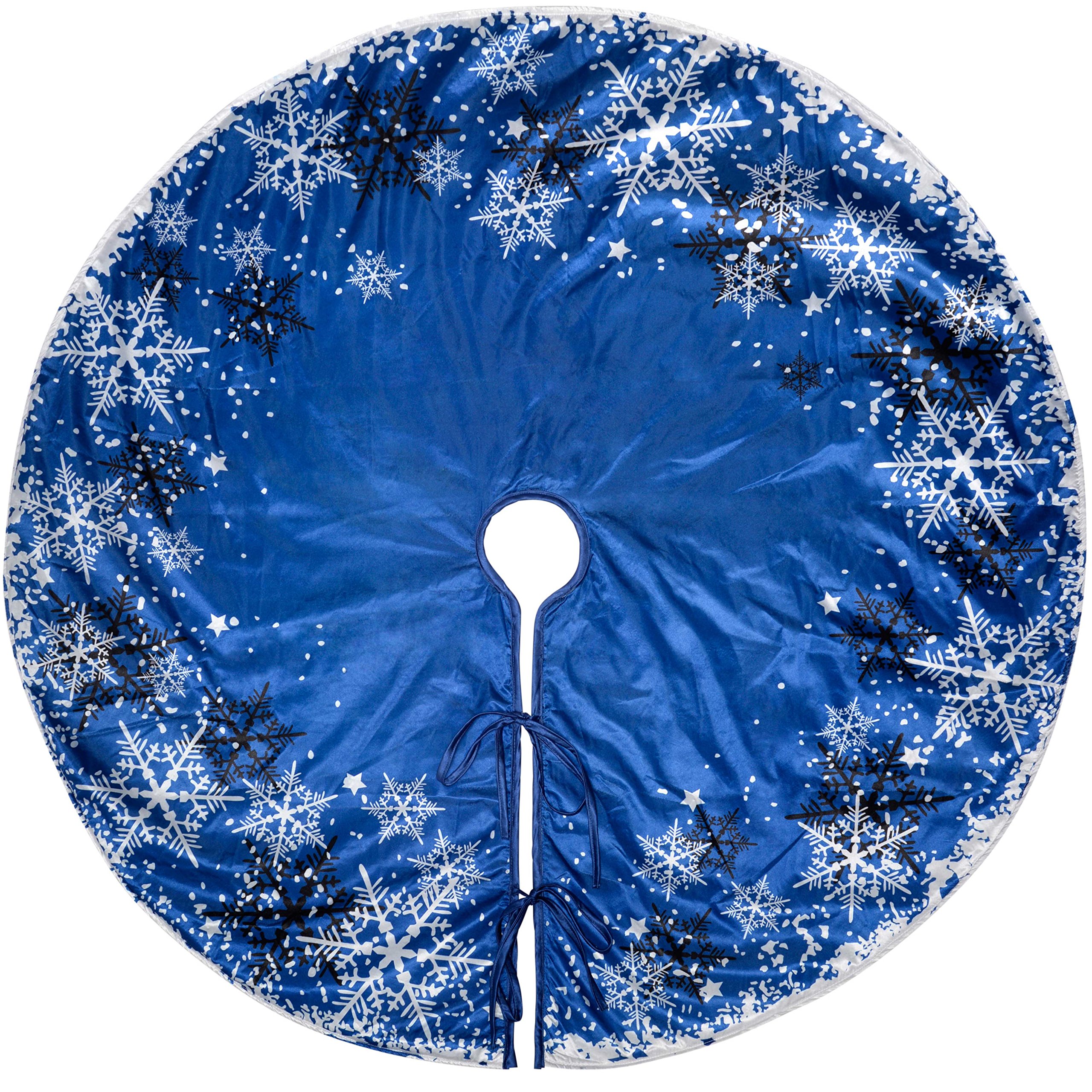 WeRChristmas Snowflake Christmas Tree Skirt Decoration, 120 cm - Large, Blue, 58.5 x 35.3 x 57 cm
