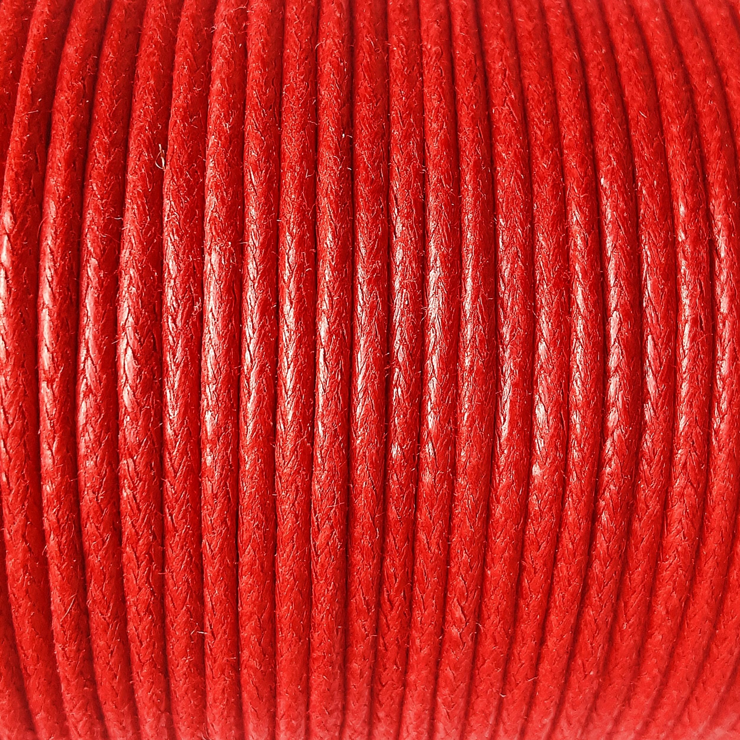 Mart-Mon Red 2Mm Waxed Cotton Cord 20M Jewellery Craft Making Bracelet Necklace String (Red)