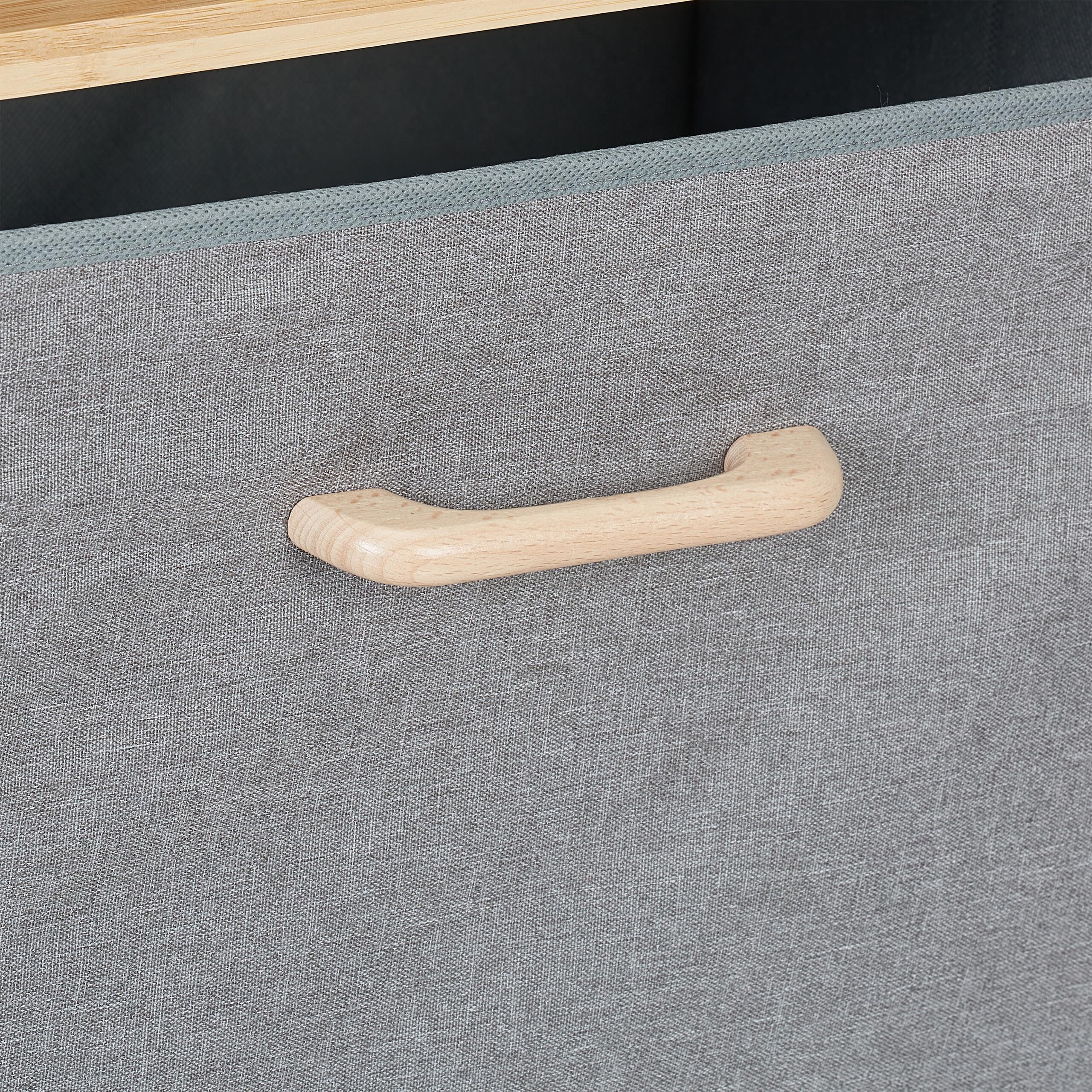 Relaxdays Scaffale Portabiancheria, Mobiletto da Bagno in bambù con 2 Sacchi Rimovibili, 76 x 43 x 27 cm, Marrone Grigio