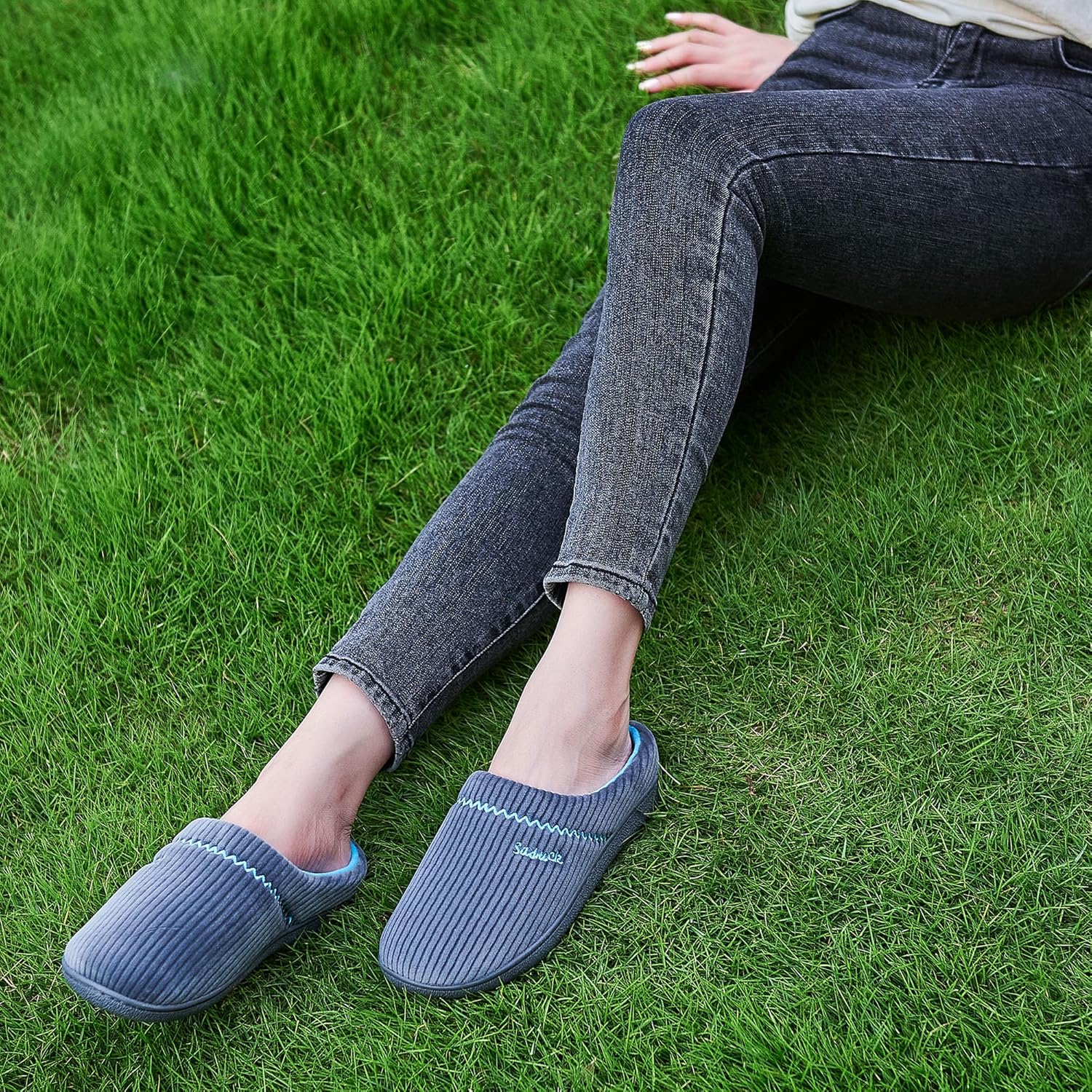 House Slippers for Women with Arch Support | Memory Foam Non-Slip, Two Tone Embroidered Soft Home Slippers, All Season Comfort - Image 3