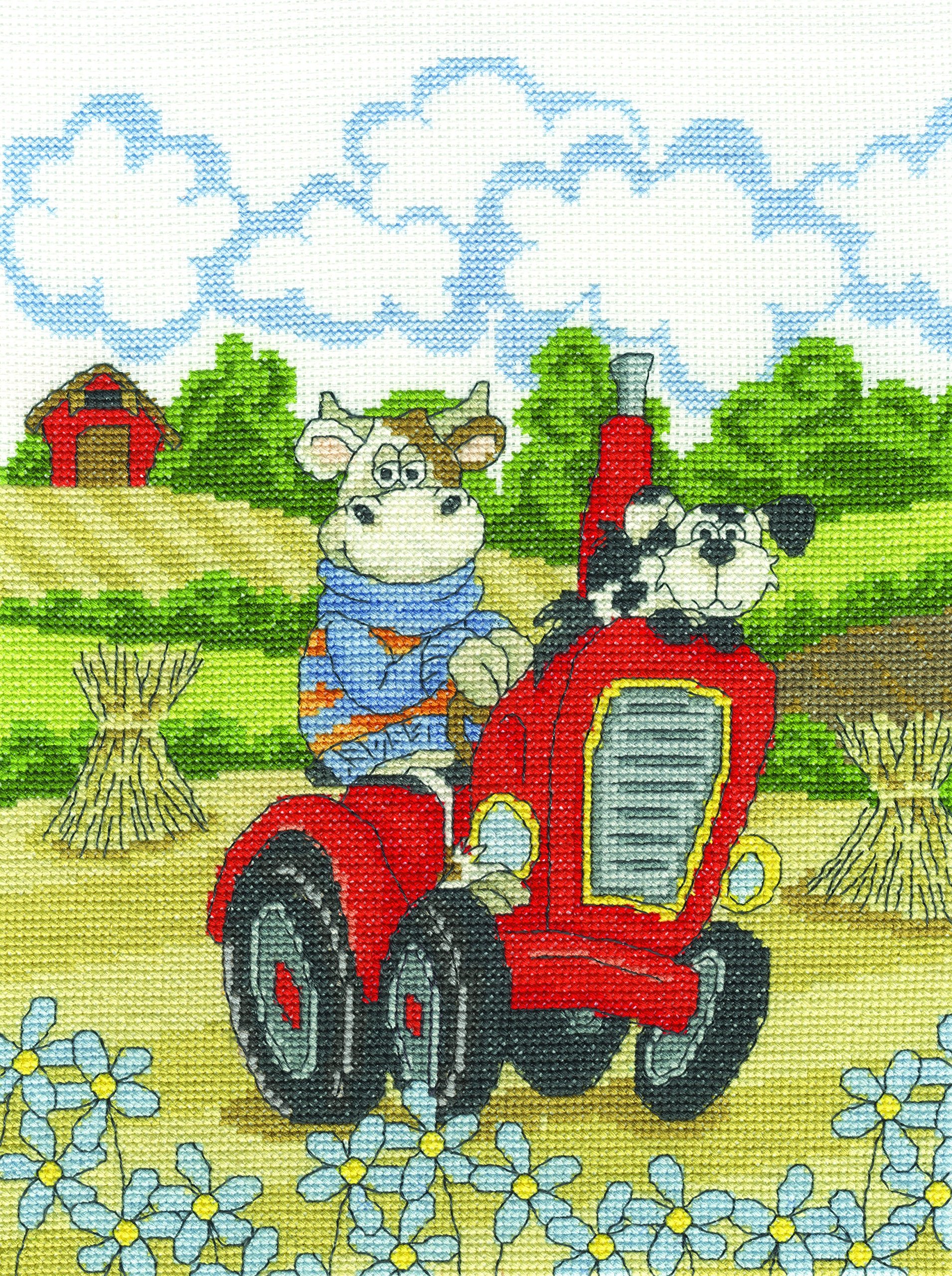 DMCCruising Cow Cross Stitch Kit, 100% Cotton, Various, 0.1 x 20.3 x 25.5 cm
