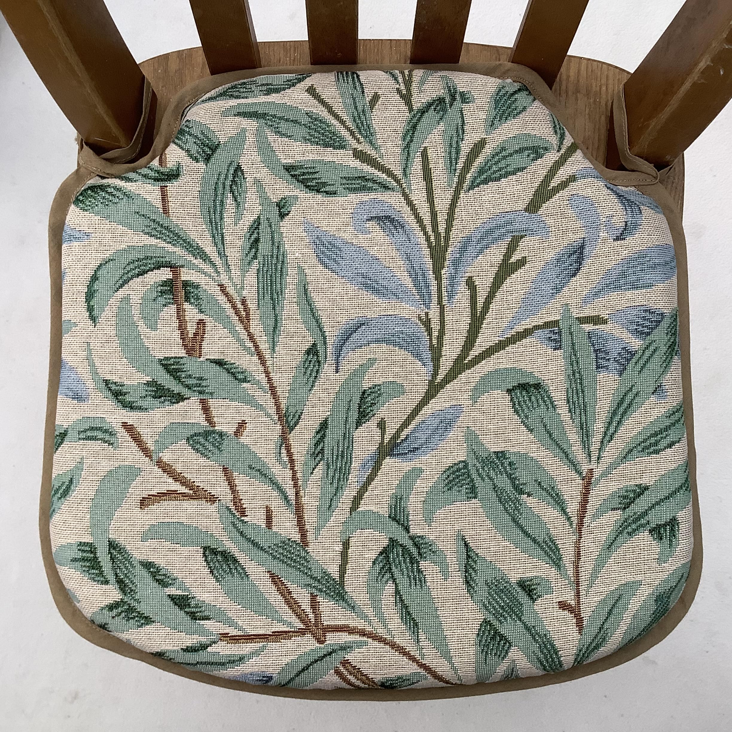Smaller Spindle Back Chair Seat Pads, William Morris Willow Bough Sea Spray Tapestry Weave Material, For Seats Approx. 14” (36cms) Wide x 13” (34cms) Deep