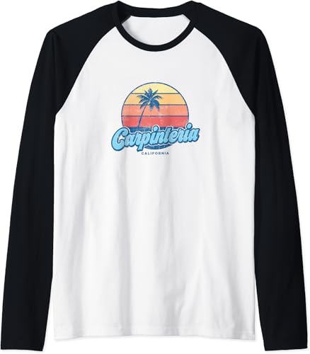 Vintage Carpinteria California CA Classic 70s Retro Surfer Raglan Baseball Tee