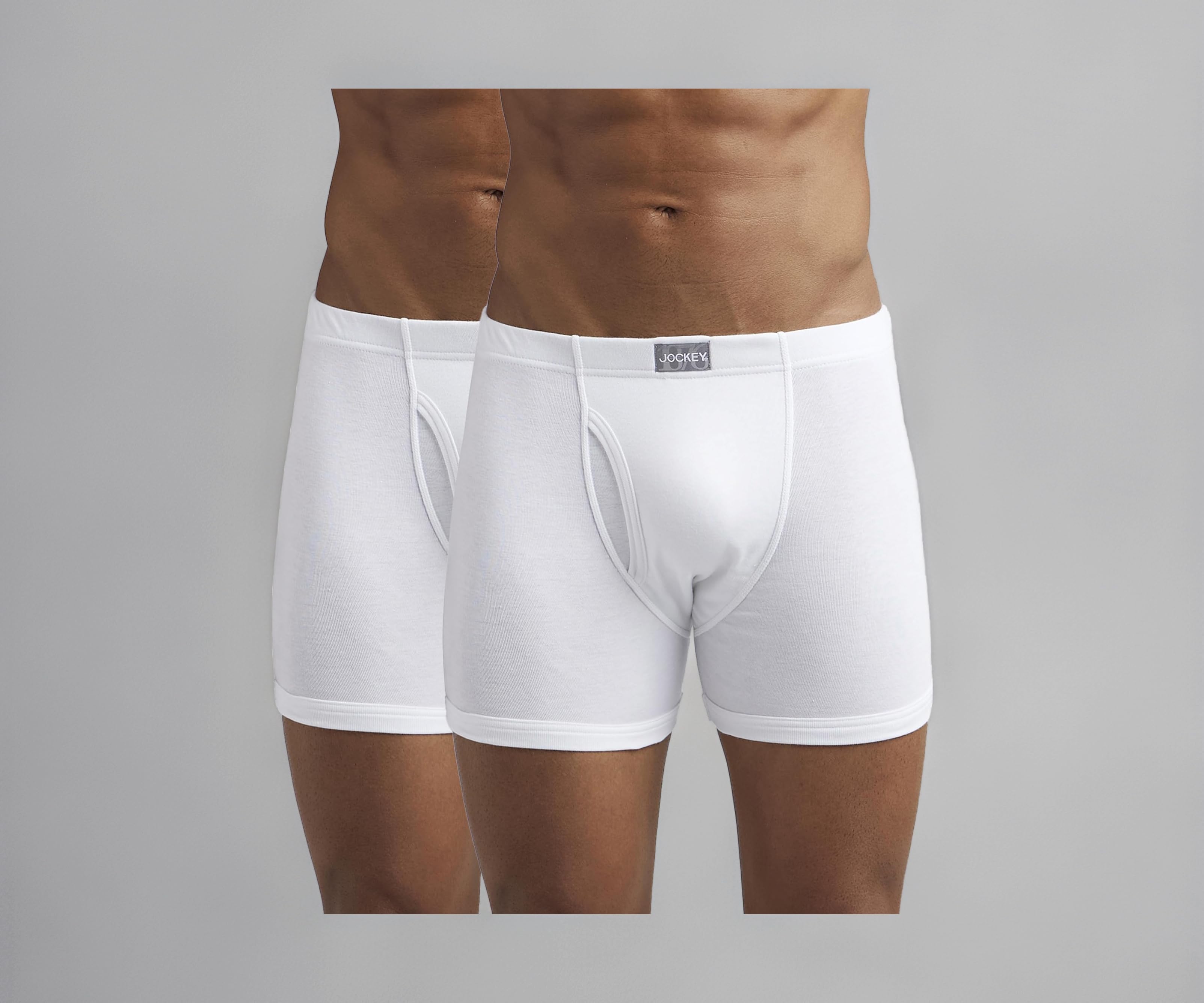 Jockey 8008 Men's Super Combed Cotton Rib Solid Boxer Brief with Ultrasoft Concealed Waistband (Pack of 2)
