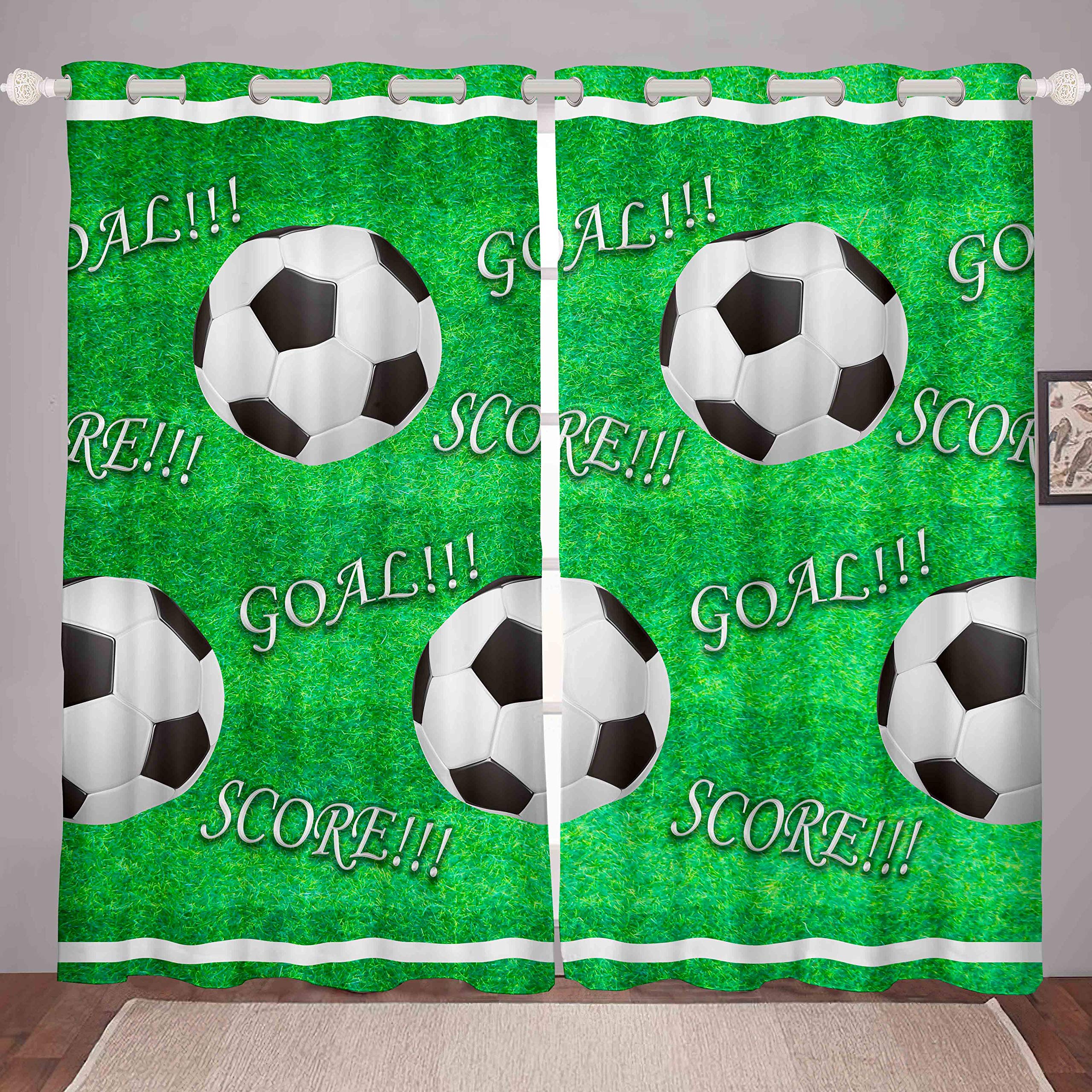 Tende Oscuranti 3D A Tema Sportivo, 106x137 Cm, Coppia, Per Camera Ragazzi (Calcio, Basket, Rugby)