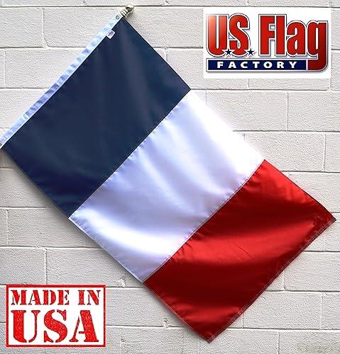 Miniatura 2 de US Flag Factory Bandera francesa de Francia (rayas cosidas) de 3 x 5 pies para exteriores, nailon SolarMax, calidad premium, 100% fabricada en