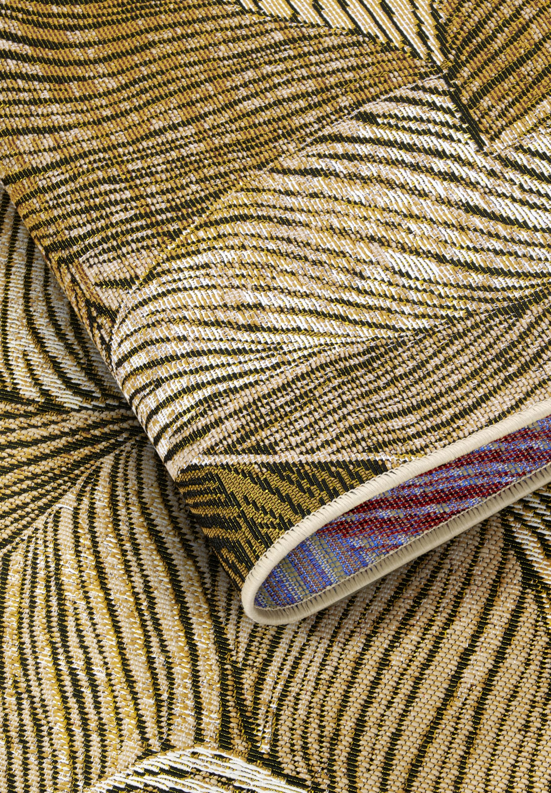 Villeroy & Boch Eugene Alfombra Moderna para Interior y Exterior, Tejido Plano, diseño de Hojas de Palmera, Certificado Öko-Tex Resistente a la Intemperie y a los Rayos UV, para balcón, terraza,