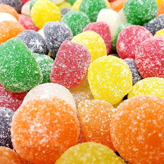 Candy Retailer Gum Drops 2 Lb - Sugar Sanded Gumdrops in Cherry, Orange, Licorice, Lime, Lemon and Pineapple Flavors