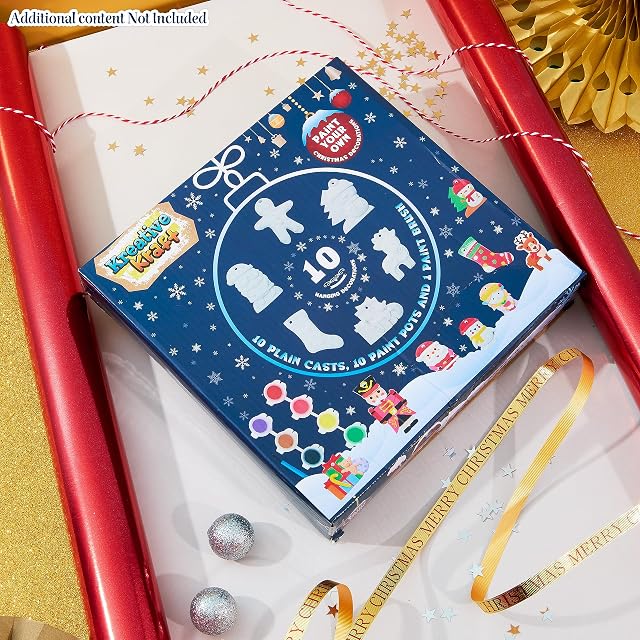 Foto 2 de 6 de KreativeKraft Adornos Navidad Kit, Manualidades Navideñas para Niños, Figuras para Pintar de Yeso (Pack de 10)