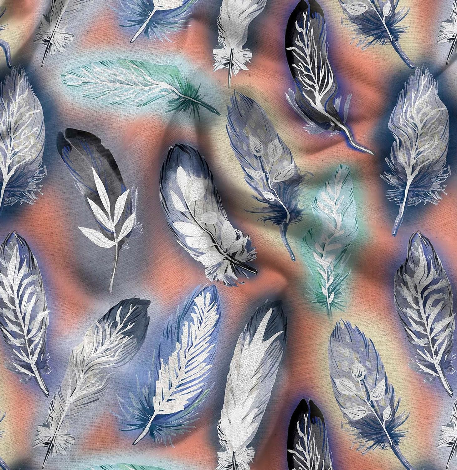 Soimoi Fabric for Upholstery, Bags, Home Furnishing, Home Accents, Table Cover, Cushion Covers, Quilting, DIY Craft, Home Decor - Feather Print, Orange Canvas Fabric Material - 58 Inch Wide, 3 Yard