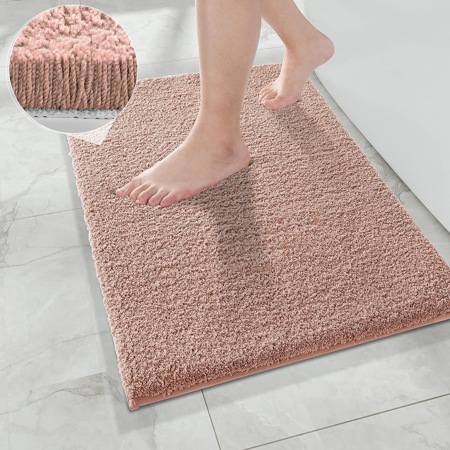 Yimobra Shaggy Fluffy Bathroom Rugs Floor Mat, 24"x17" Soft