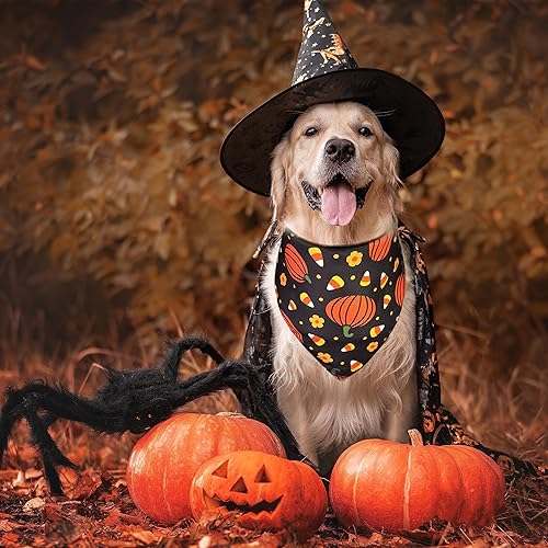 Miniatura 6 de Paquete de 2 pañuelos de Halloween para perro, bandana de calabaza y maíz para vacaciones, accesorios para perros y gatos pequeños, medianos y