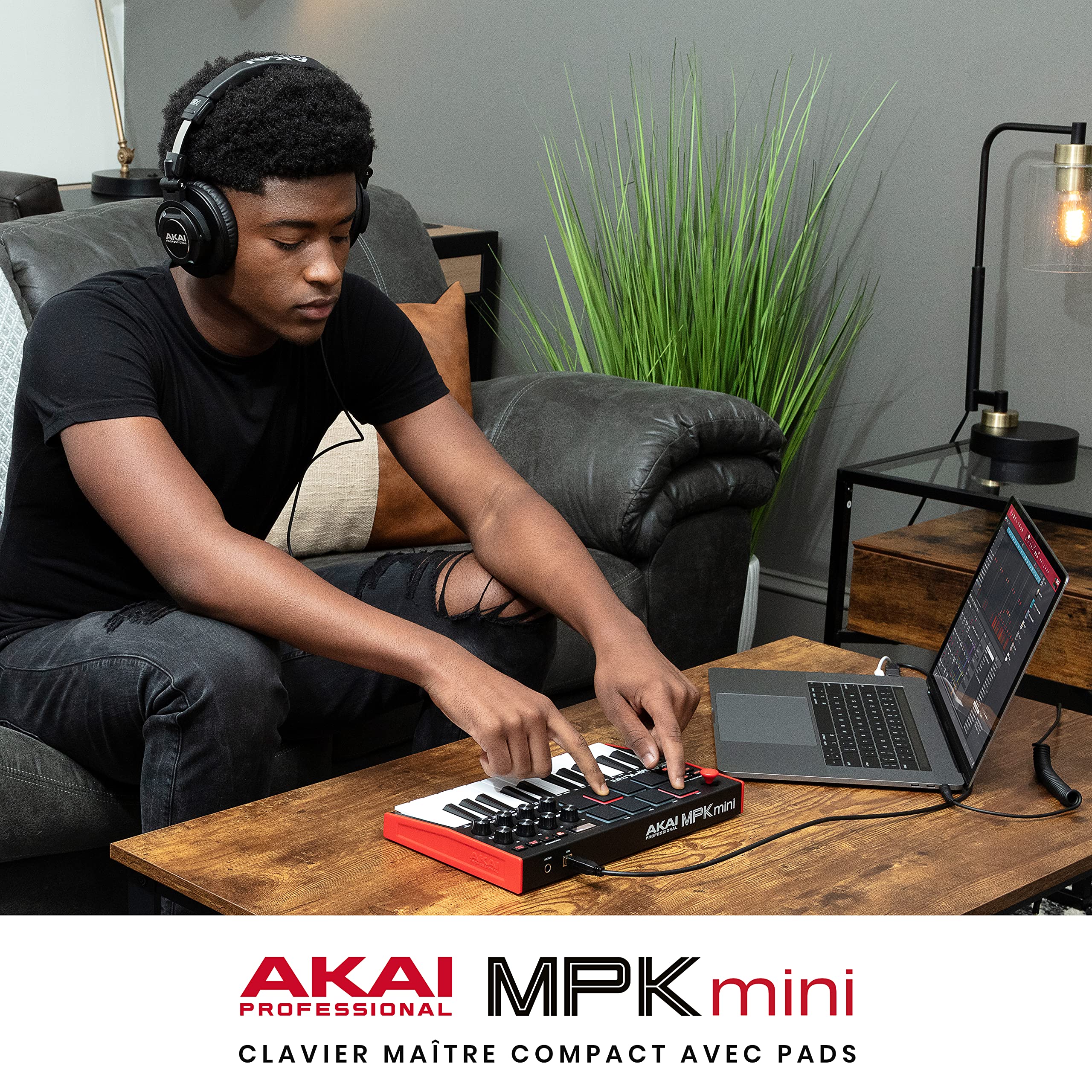 Akai Professional MPK Mini MK3 - Clavier MIDI USB Portable avec 25 Touches, 8 Pads de Batterie, Logiciels et Native Instruments Sound Package (NKS Integration)
