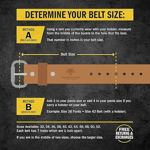 Miniatura 6 de Relentless Tactical El mejor cinturón de cuero para pistola  Fabricado en Estados Unidos  Cinturón oculto EDC para hombre