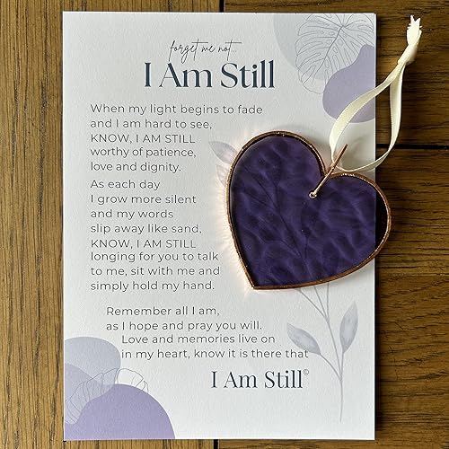 Miniatura 5 de Regalo de apoyo cariñoso para seres queridos y cuidadores de demencia o pacientes con Alzheimer, adorno de corazón de vitral con texto en inglés "I