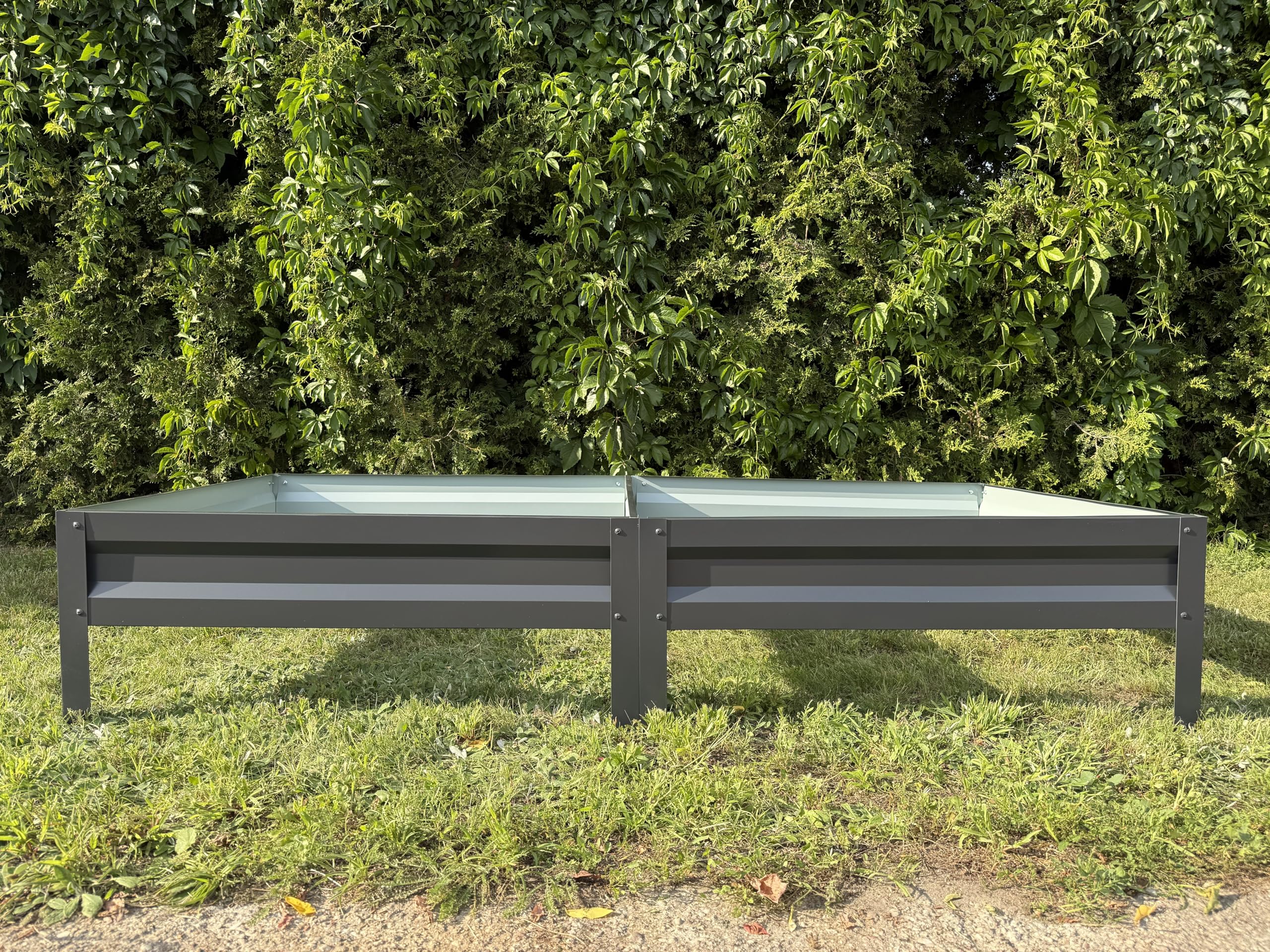 Botanic Hochbeet Metall 200x100x20 cm, verzinkter Stahl, wetterfest & rostfrei, Metallhochbeet Anthrazit mit Bodenankern, stabiles Gartenbeet für Gemüse, Kräuter und Blumen