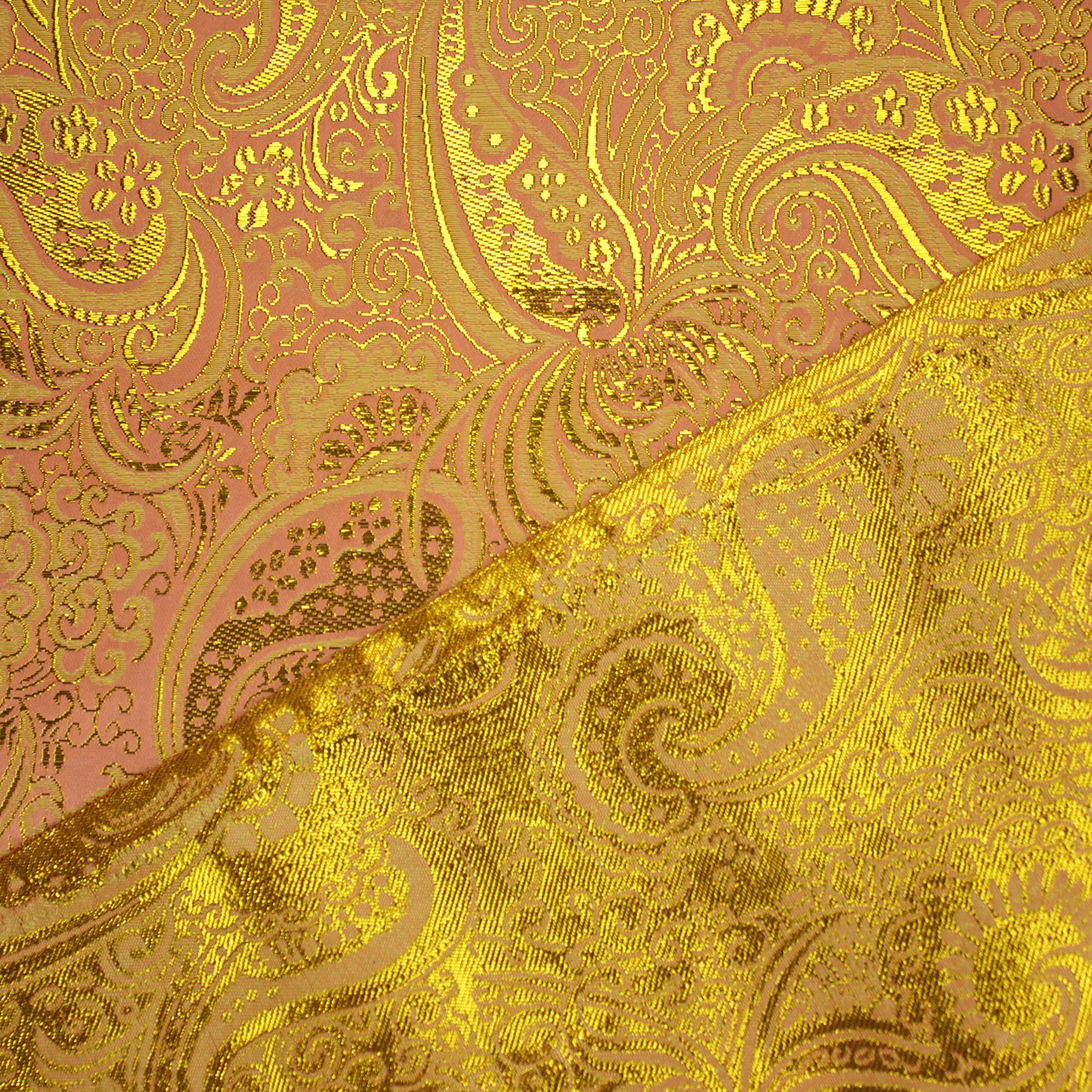 BROCADO JACQUARD CACHEMIR SERIE JACLUR 150cm (SALMÓN Y ORO, 3)
