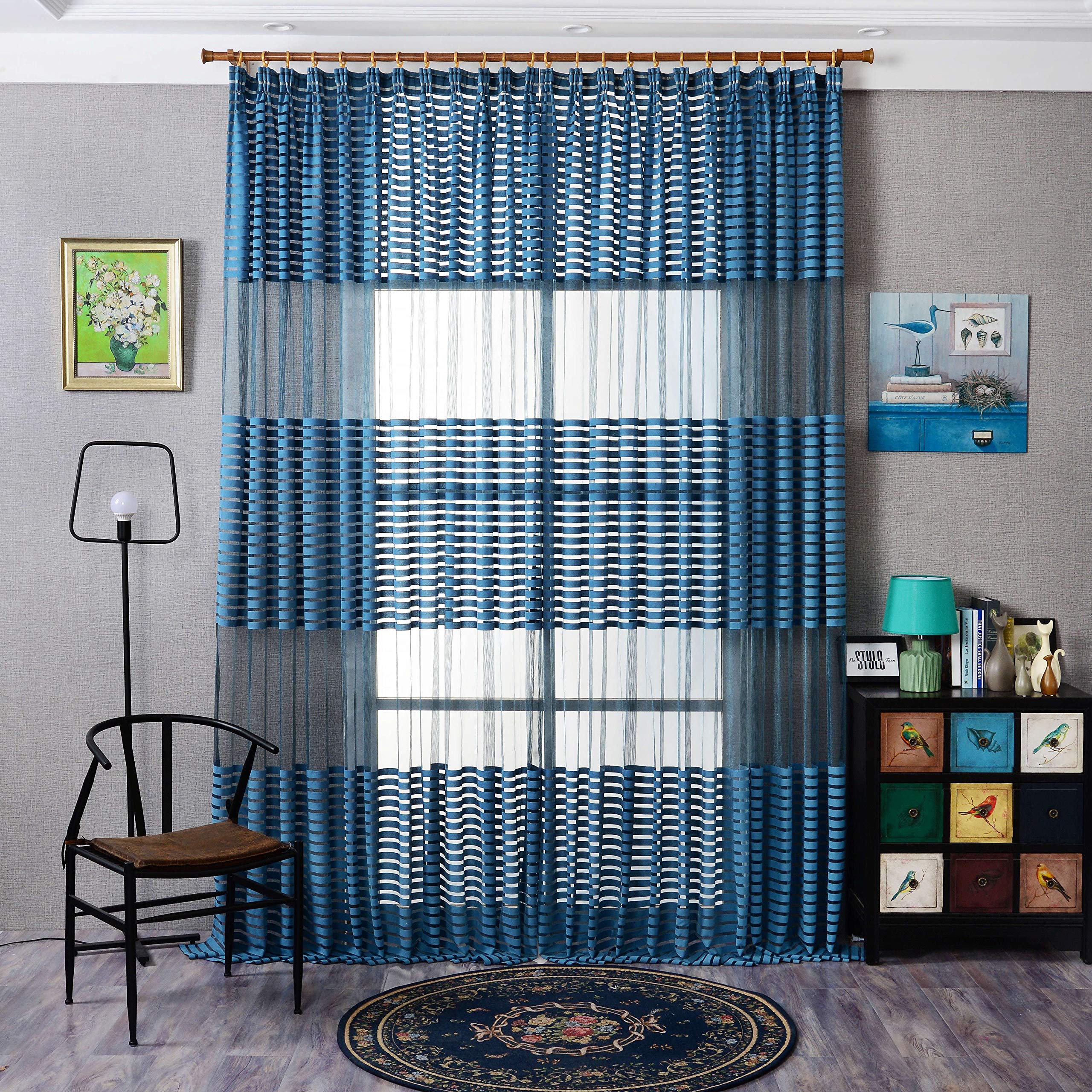 BOYOUTH - Tenda a strisce per lavori a maglia, per decorazione della stanza (79 x 180 cm), 2 pannelli