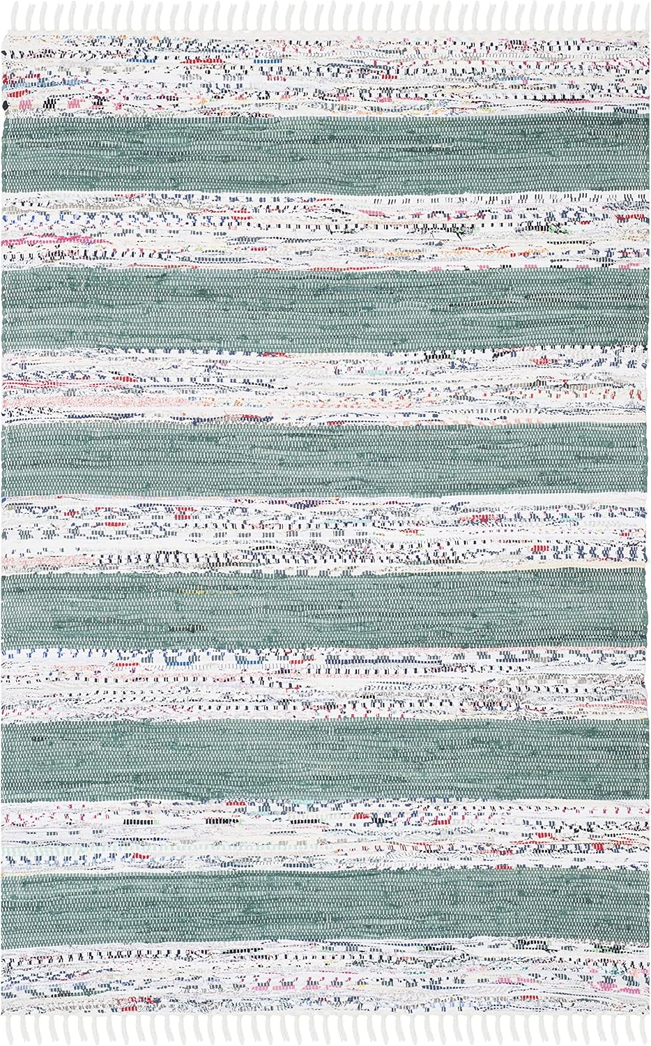 SAFAVIEH Montauk Collection Accent Rug - 2'6" x 4', Ivory & Charcoal, Handmade Stripe Fringe Cotton, Ideal for High Traffic Areas in Entryway, Living Room, Bedroom (MTK720B)