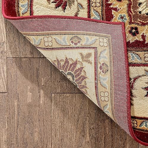 Miniatura 8 de Alfombra de área tradicional de estilo abbasi de tejido de calidad, Polipropileno, Rojo