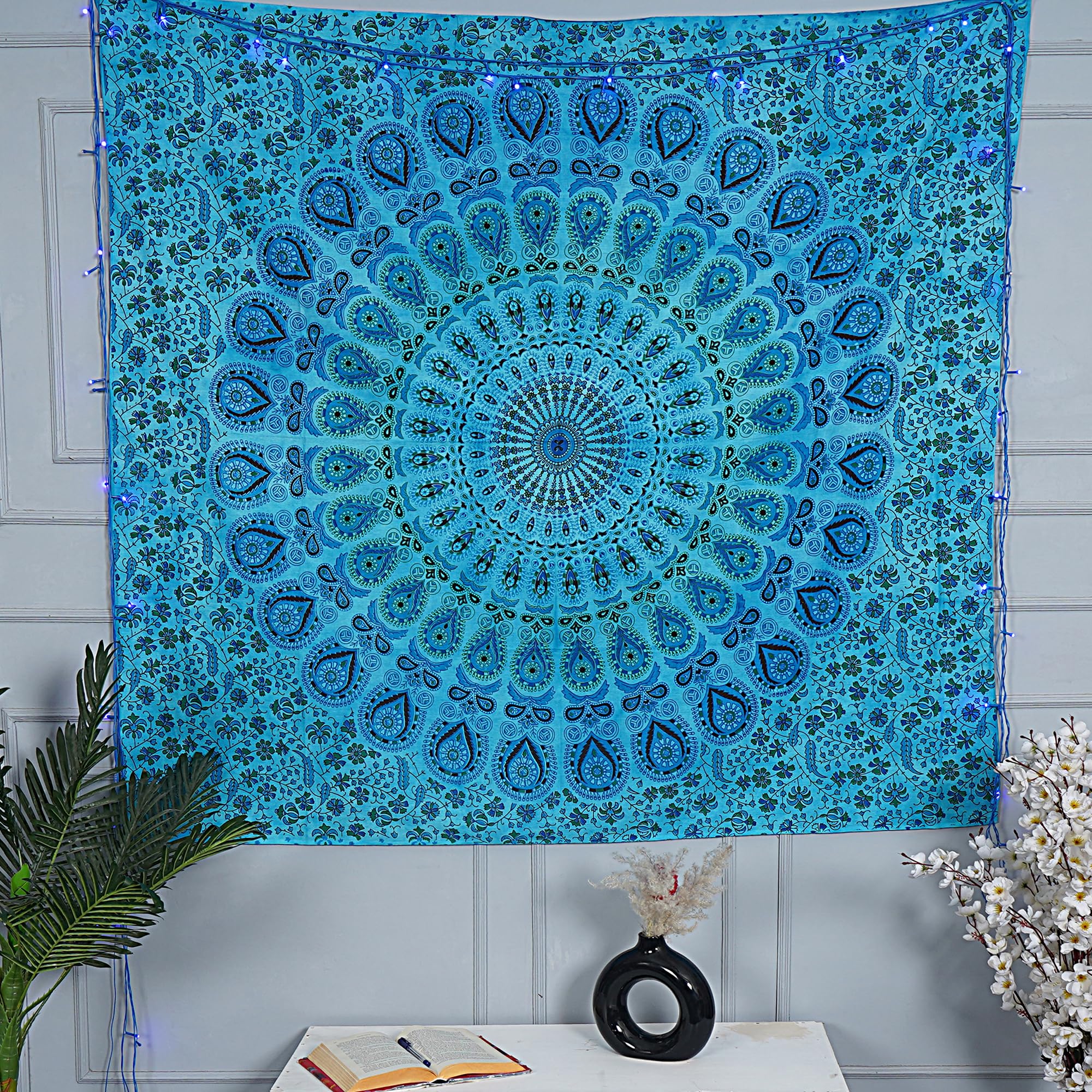 FURNISHFUL FINESSE Peacock Mandala Tapestry for Bedroom Indian Aesthetic Bohemian Wall Hangings Tapestries Hippie Tapestry Psychedelic Room Decor Bedspread Meditation Yoga Mat - Image 4