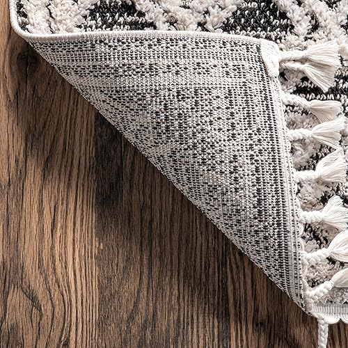 Miniatura 7 de nuLOOM Ansley - Alfombra marroquí de celosía con borlas para pasillo, 2pies 6pulgadas x 8pies, color gris