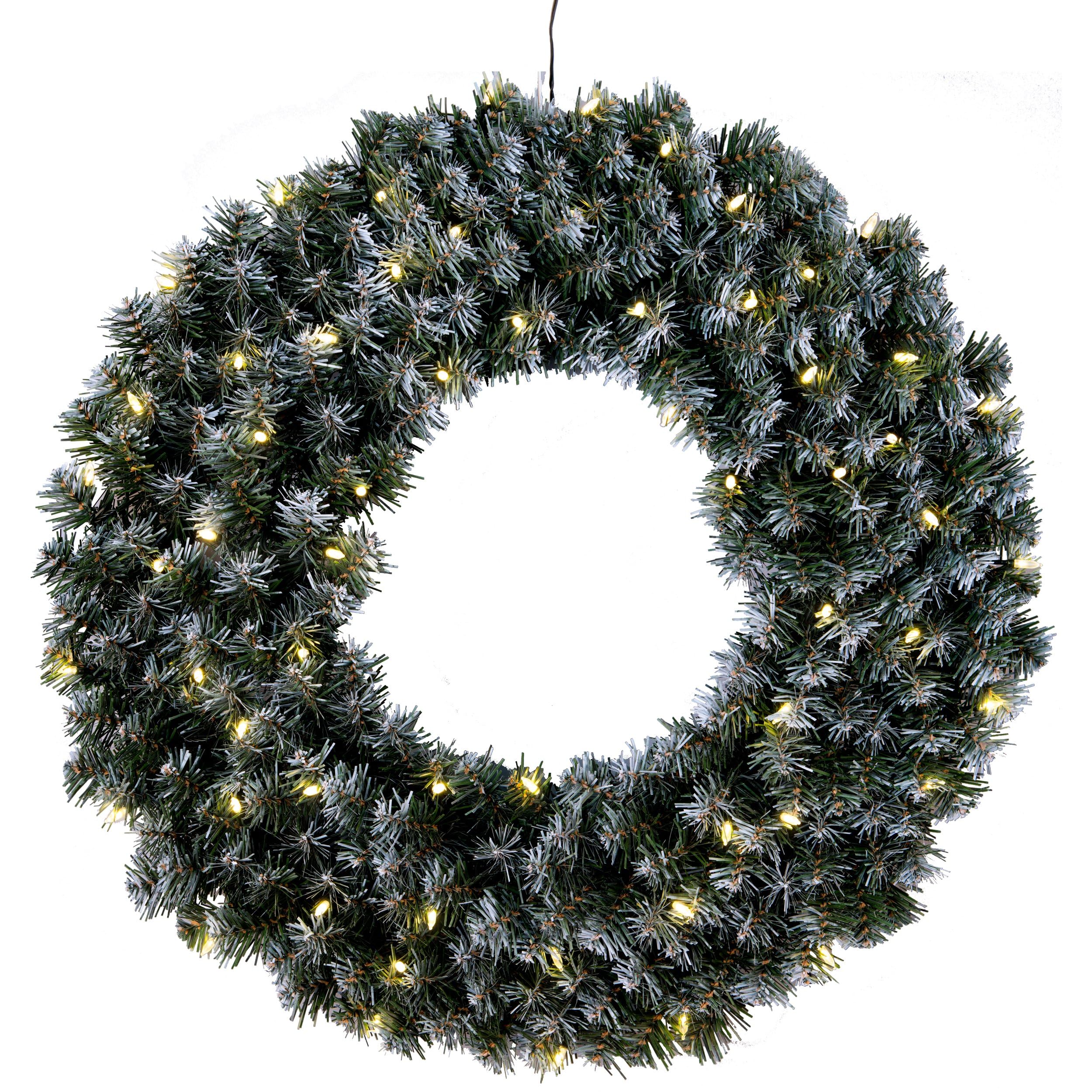 EGLO LED Weihnachtskranz, Kranz Weihnachten beleuchtet, Adventskranz in Tannengrün mit weißen Schnee-Details für innen und außen, warmweiß, mit Kabel, Ø 70 cm, IP44 | Adventskranz in Tannengrün mit weißen Schnee-Details für innen und außen, warmweiß, mit