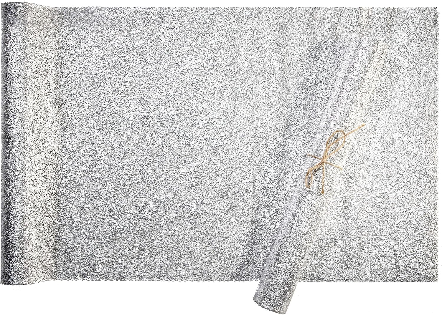 " OCCASIONS " 2 Pieces Pack Wedding Party 2 PACK Pressed Vinyl Metallic Table Runners 15'' x 70'' (2 pcs, Glam Runner in Silver)