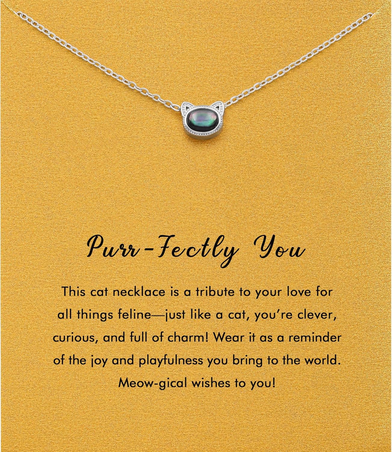 RZKING Silver Cat Moonstone Necklace Gift for Women