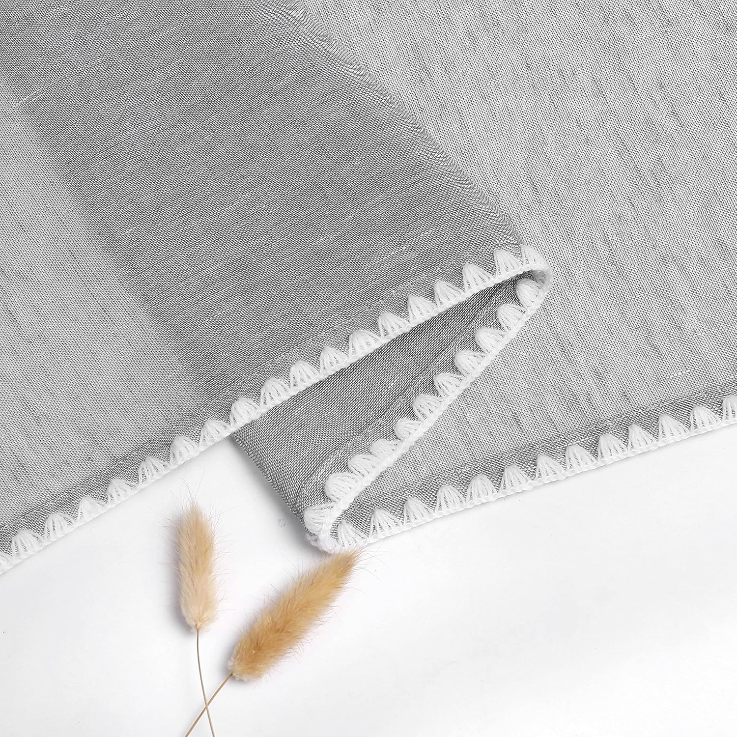 MISS SELECTEX Sheer Linen Curtains with Bordered - Image 4