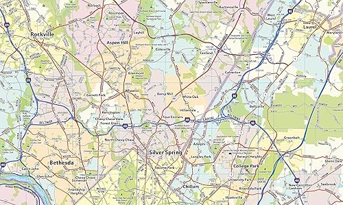 Miniatura 3 de Topographics Mapa de calle laminada del área metropolitana de Washington DC (46 pulgadas de ancho x 42 pulgadas de alto)