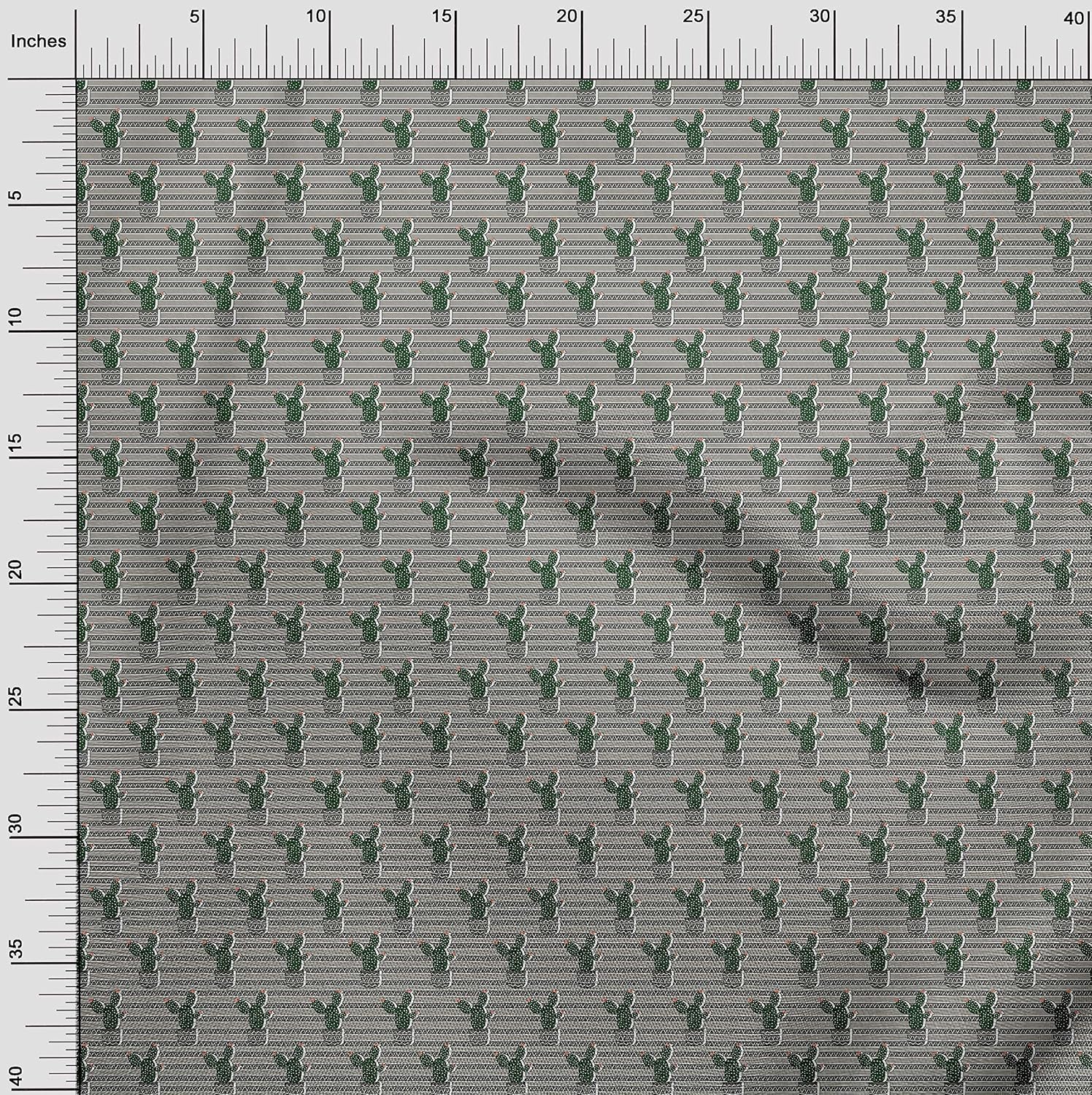 oneOone Viscose Chiffon Green Fabric Cactus Sewing Fabric by The Yard Printed DIY Clothing Sewing Supplies 42 Inch Wide-53