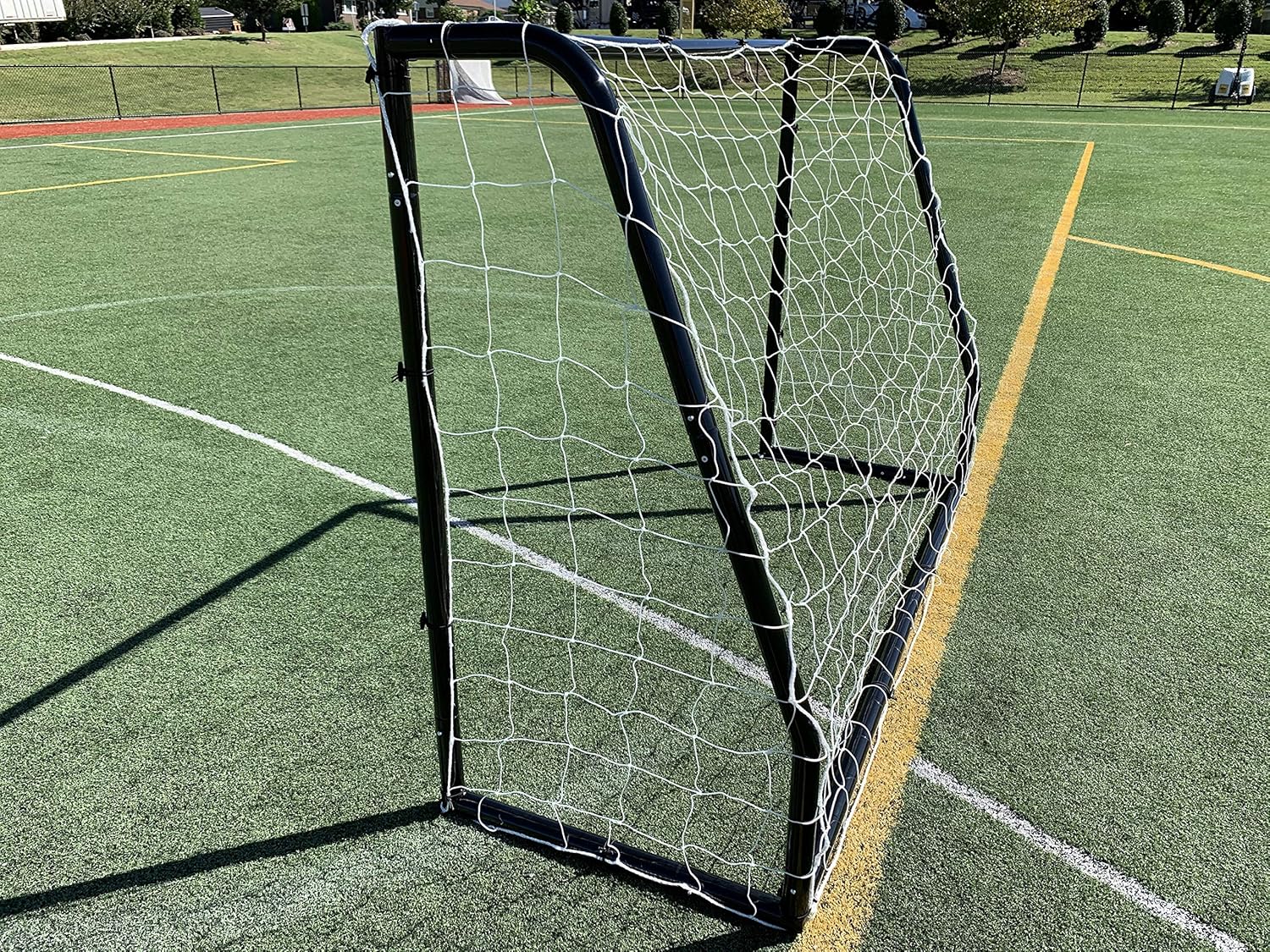 Premier 7 X 5 Ft. Youth Size Steel Soccer Goal w/Weatherproof 4mm HDPE Net. 50MM Diameter Powder Coated & Corrosion Resistant Frame. 7x5 Foot Practice & Training Aid. ONE Year Warranty!