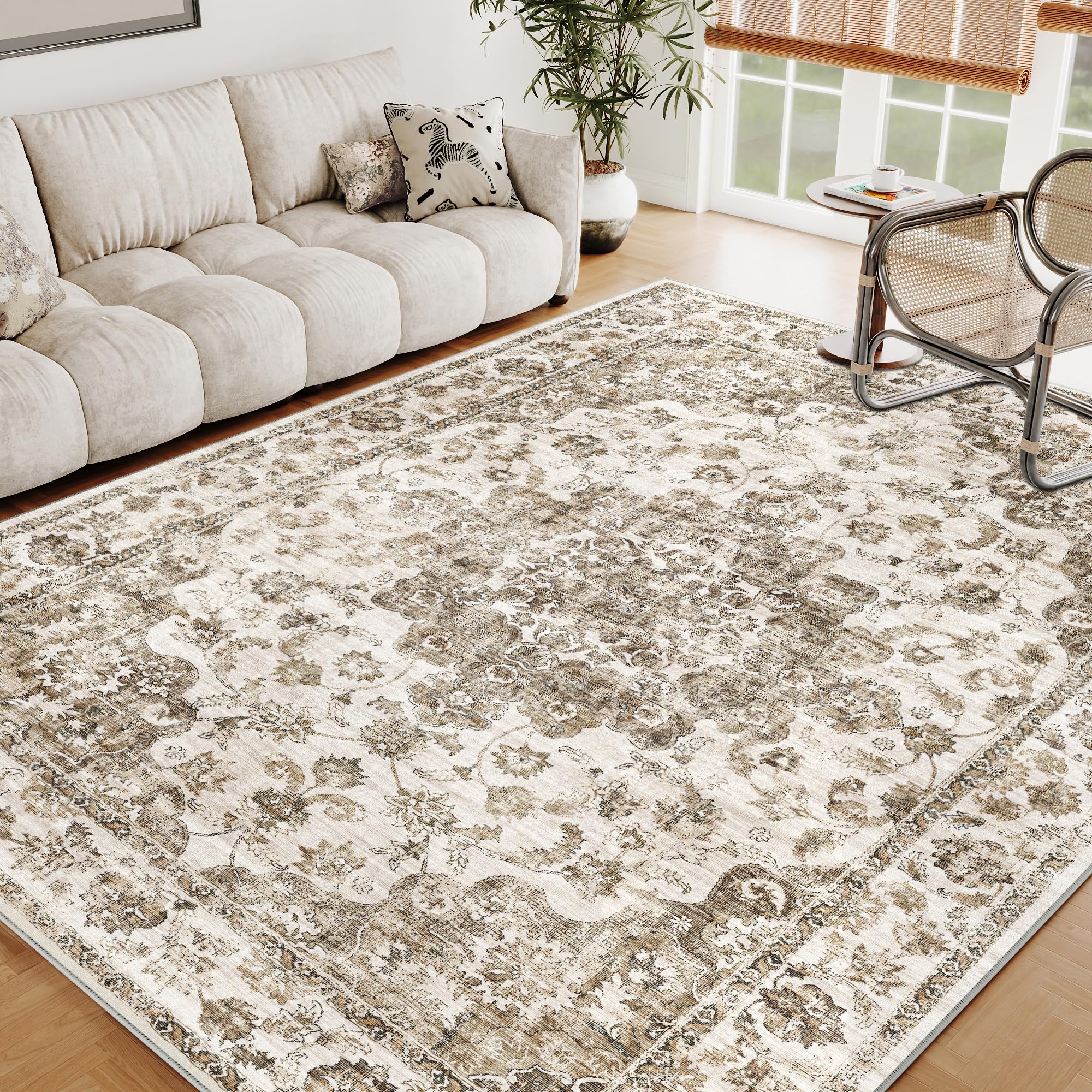 5x7 Brown Neutral Area Rug