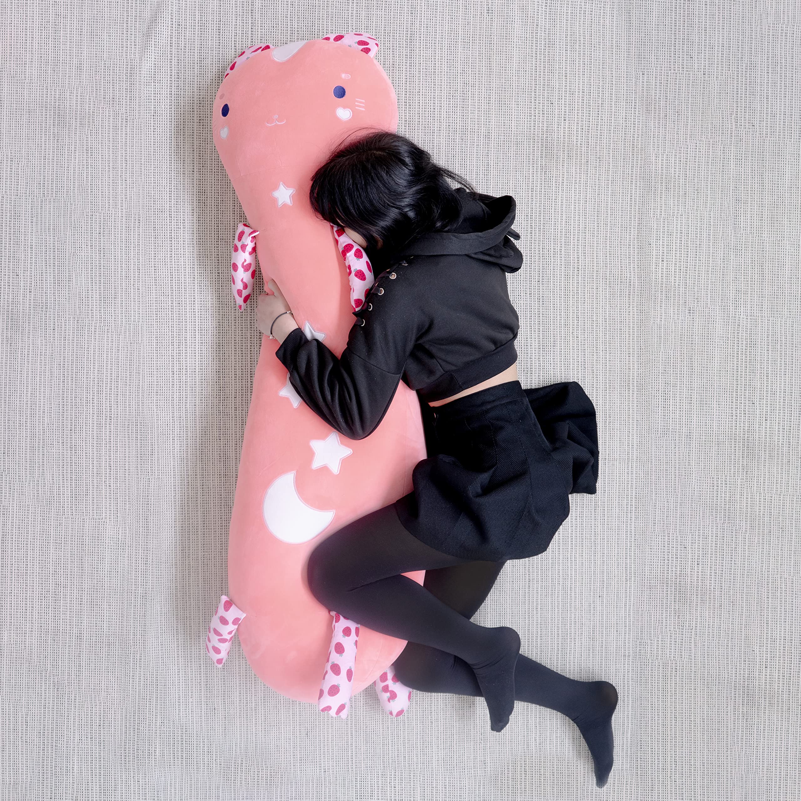 MOMOMI Nice Group Takai Yuki 120 cm, 1 muñeco de Gato Rosa salmón