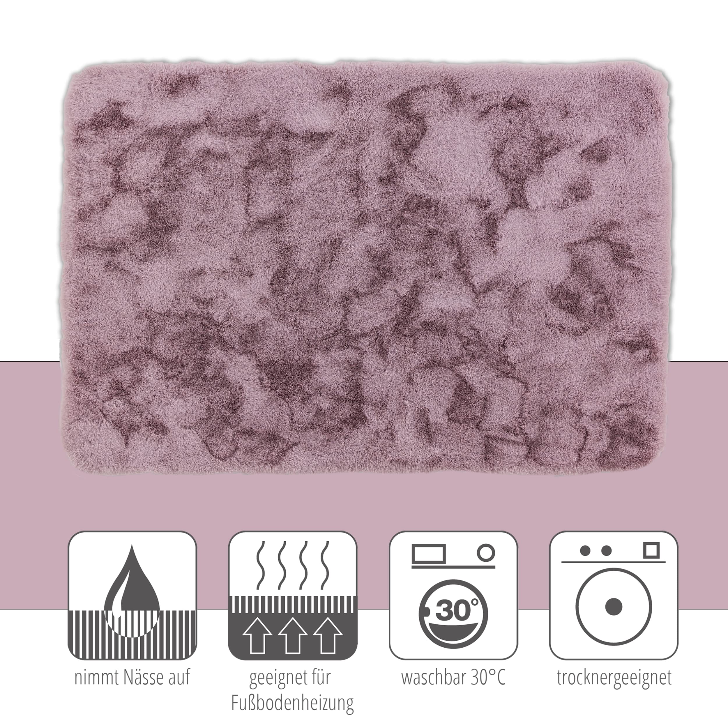 Schöner Wohnen Kollektion Tapis de Salle de Bain 60 x 90 cm - Tapis de Bain Rose très Moelleux - Lavable et antidérapant
