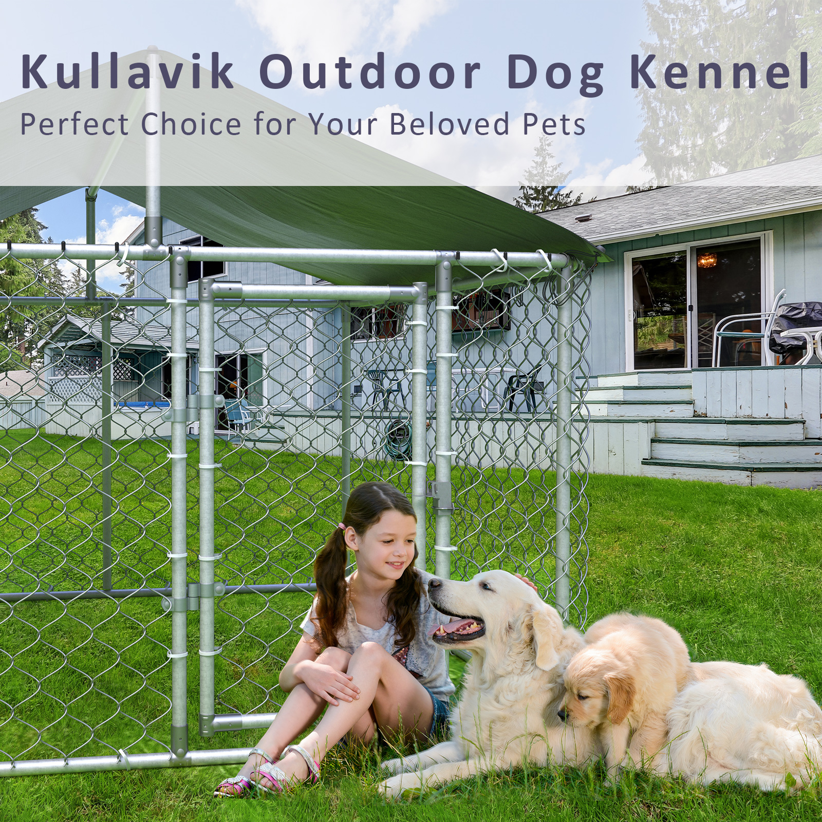 Kullavik Outdoor Dog Kennel Dog Cage Dog Playpen Dog Fence Chicken Coop