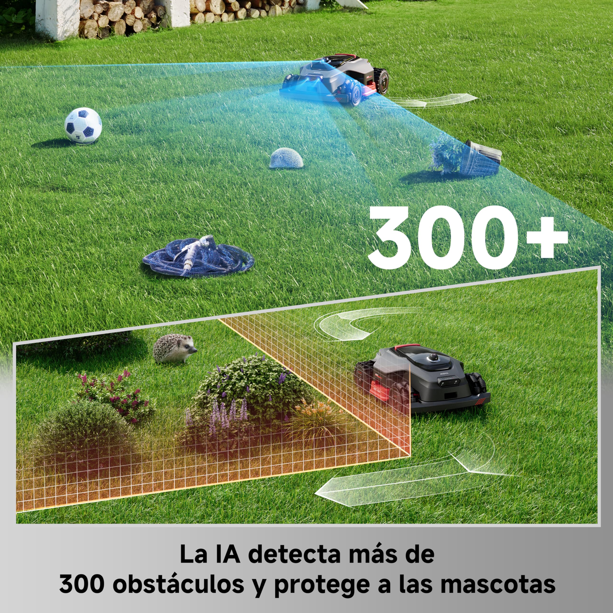 MOVA LiDAX Ultra 2000 AWD, Robot cortacésped, sin RTK, mapeo automático asistido por IA, LiDAR 3D de 360° y visión Dual con IA, AWD a 36 V para cuestas del 80%, 2 Discos (6 Cuchillas Cada uno)