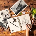 Zenacolor 19-Piece Drawing Kit with Sketchbook – Art Supplies for Beginners & Artists – Includes Drawing Pencils, Charcoal Pencils, Graphite Pencil, Charcoal Sticks, Accessories & 100-Page Sketchbook