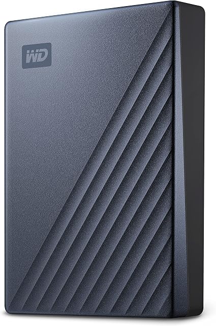 WD 4TB Mon passeport Ultra Disque dur portable bleu, externe HDD, comprend un logiciel de sauvegarde avec défense contre les ransomwares, et une protection par mot de passe, USB-C et USB 3.1 compatible - WDBFTM0040BBL-WESN