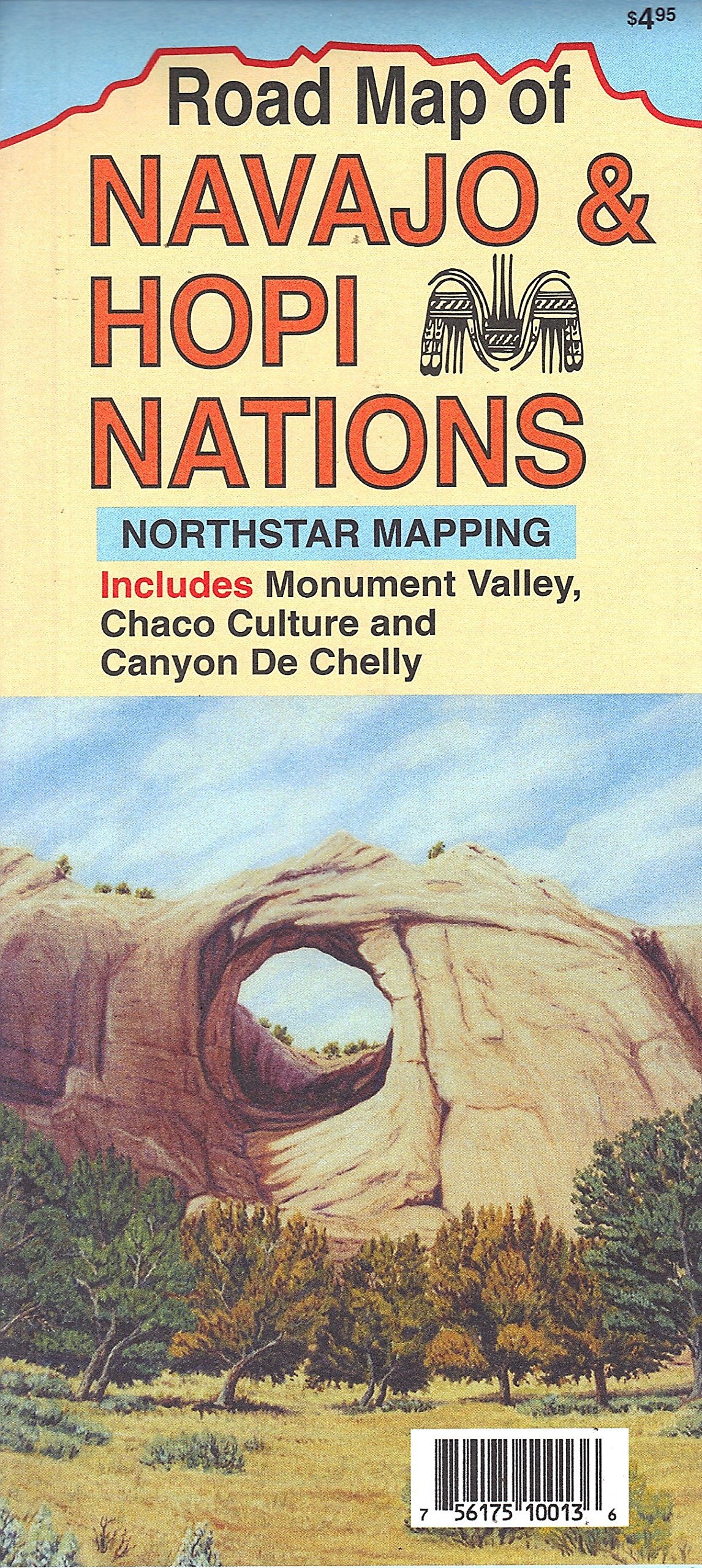 Road Map of Navajo & Hopi Nations Includes Monument Valley, Chaco Culture, and Canyon de Chelly