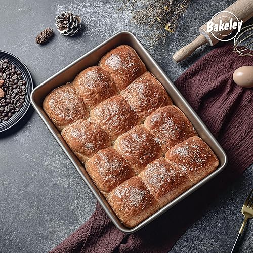 Miniatura 3 de Bakeley Molde rectangular para pasteles de 13 pulgadas, sartén antiadherente para hornear para horno, asar carne, pan, gelatina, rollo de gelatina,