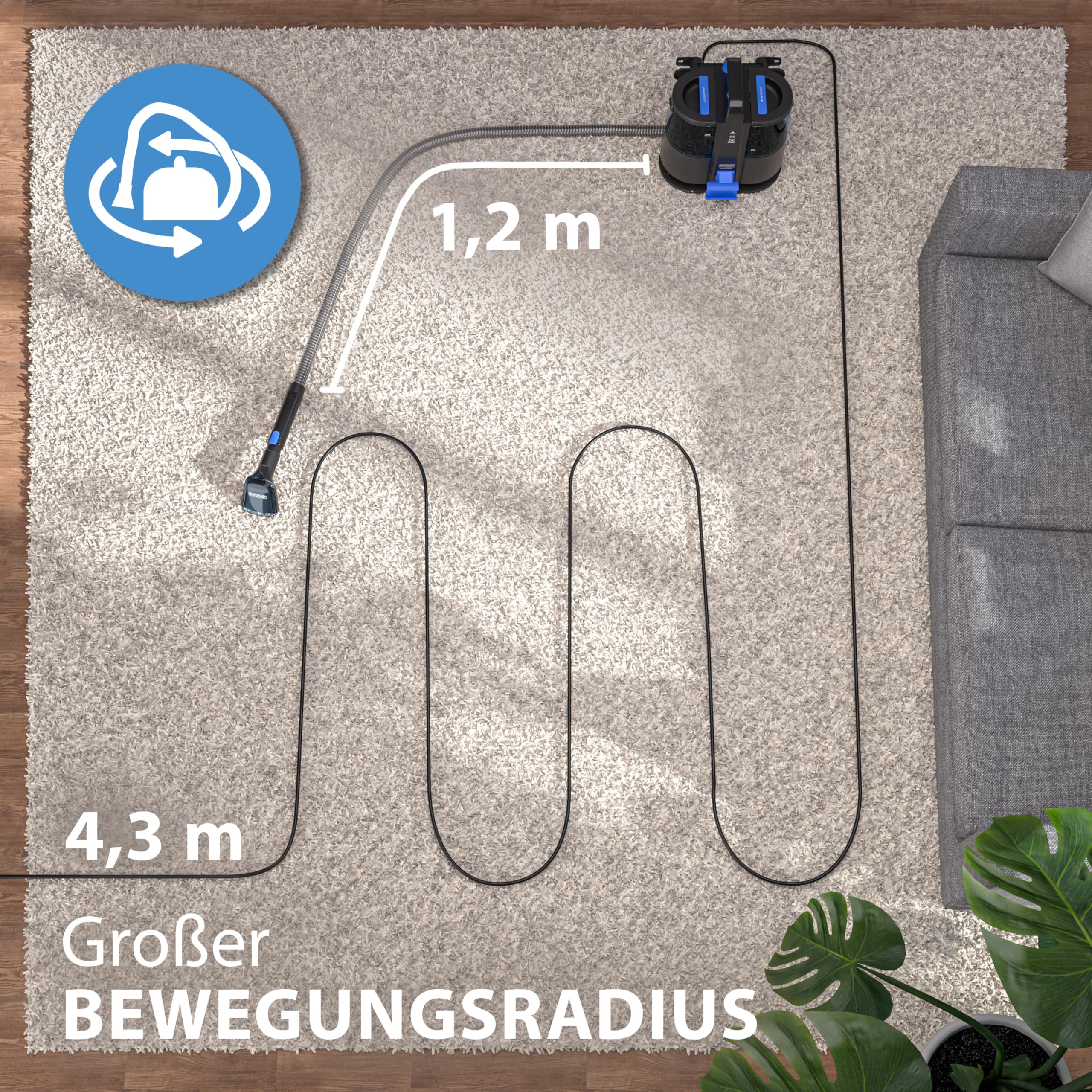 MONZANA® Shampouineuse 400W Aspirateur laveur portable Nettoyeur pour canapé tissus tapis moquettes voiture avec double réservoirs