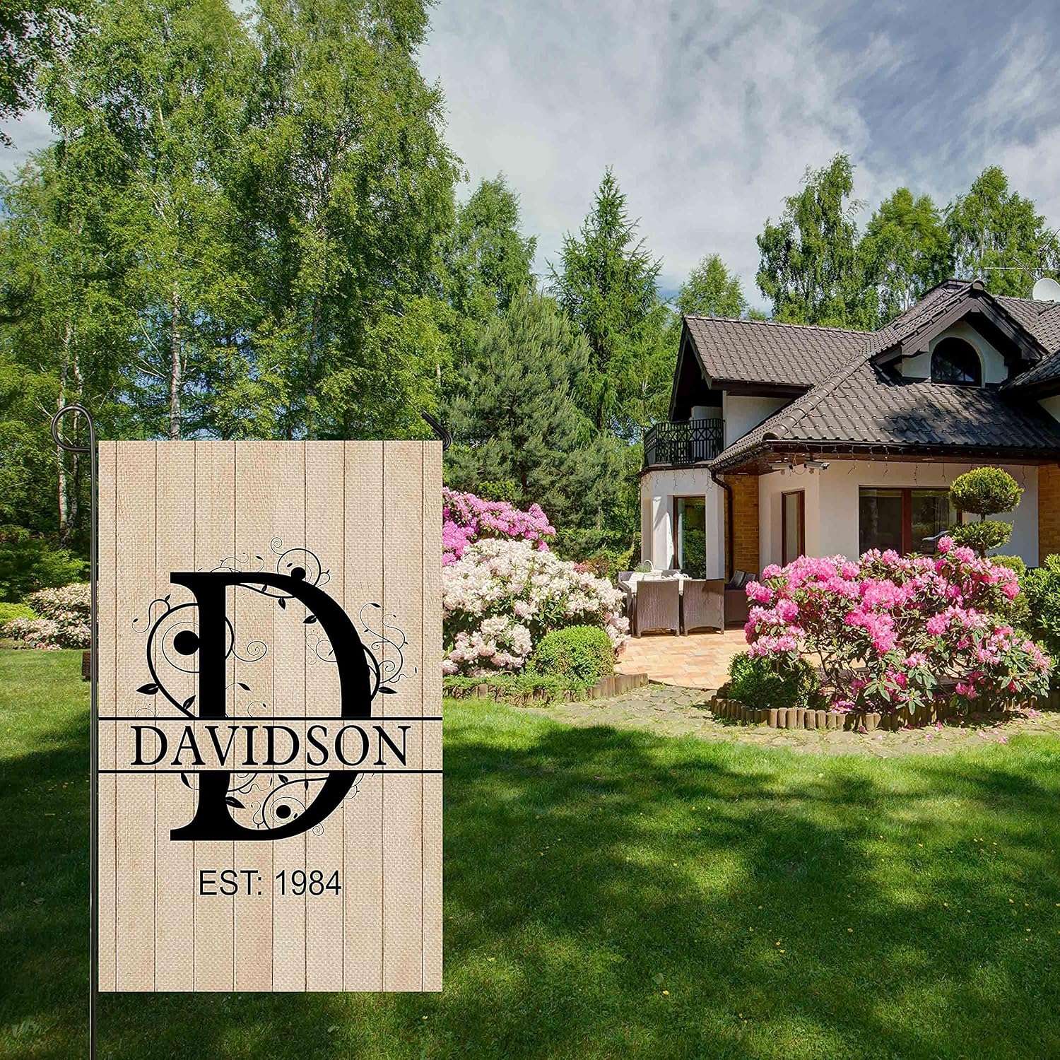 Family Surname Initial, Customized Welcome Garden Flag, Yard Banners Flags for Outdoor, For Friends And Family , Loved Ones, Garden Flag, Vertical Double Sided, Best And Premium Quality, Outdoor Decoration