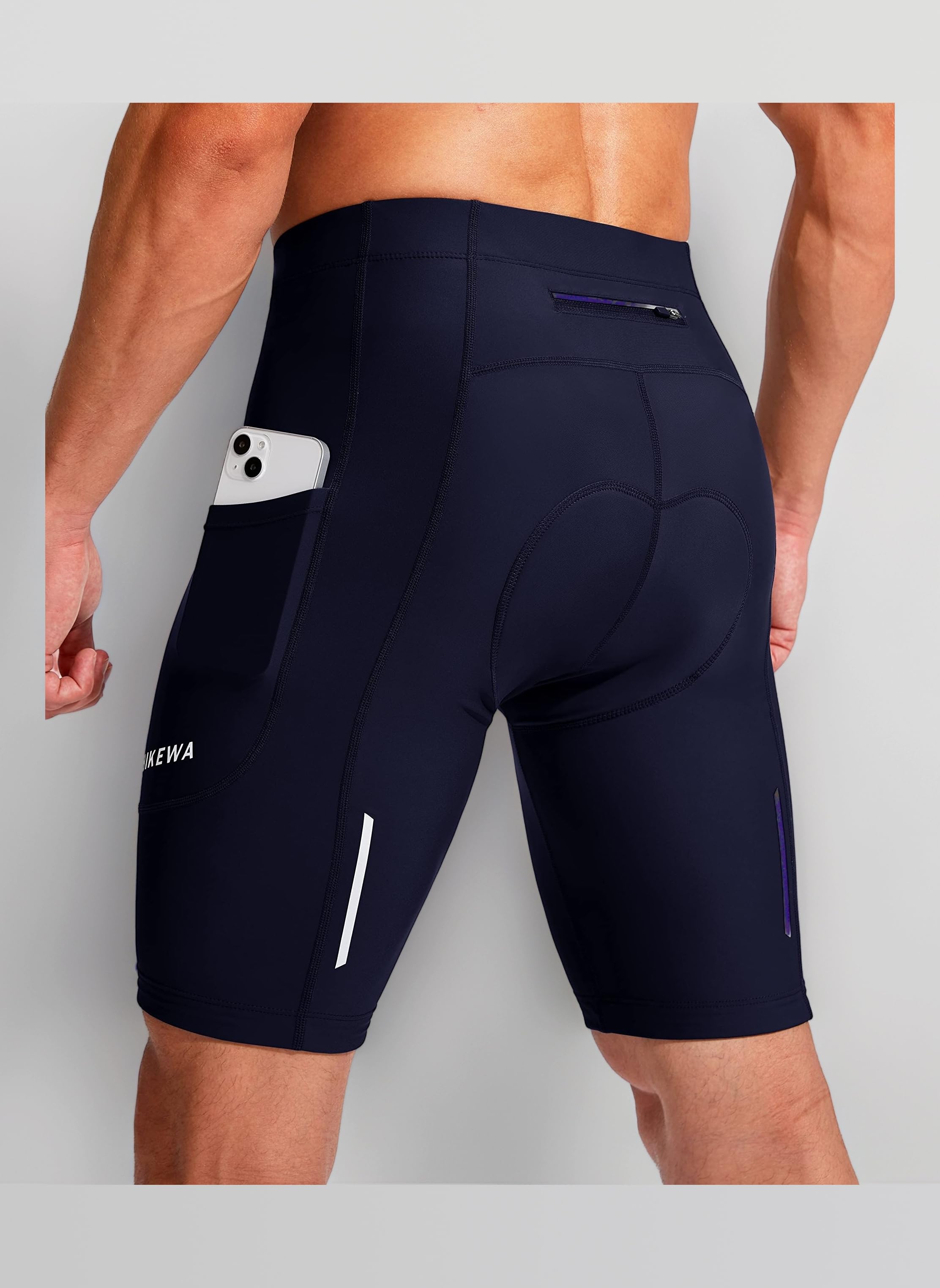 Bikewa Men's Cycling Shorts 3D Padded Cycling Road Mountain Cycling UPF 50+ Zipper Pockets