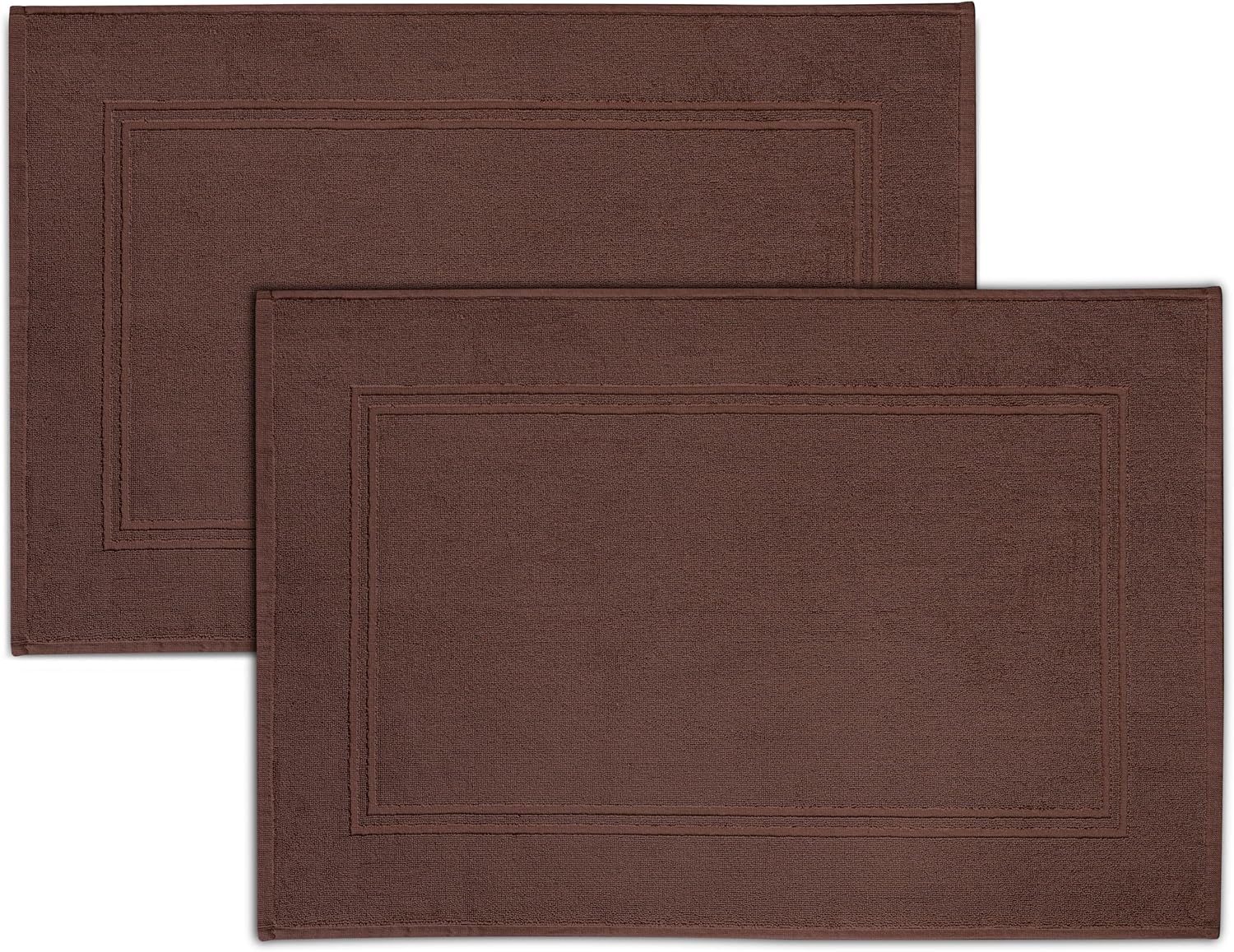 Tens Towels Pack of 2 Bath Mats 100% Cotton, 20 x 32 Inches, Super Absorbent, Hotel Quality Premium Floor Towels, Luxurious, Soft & Quick Dry, Not a Bathroom Rug (Brown)